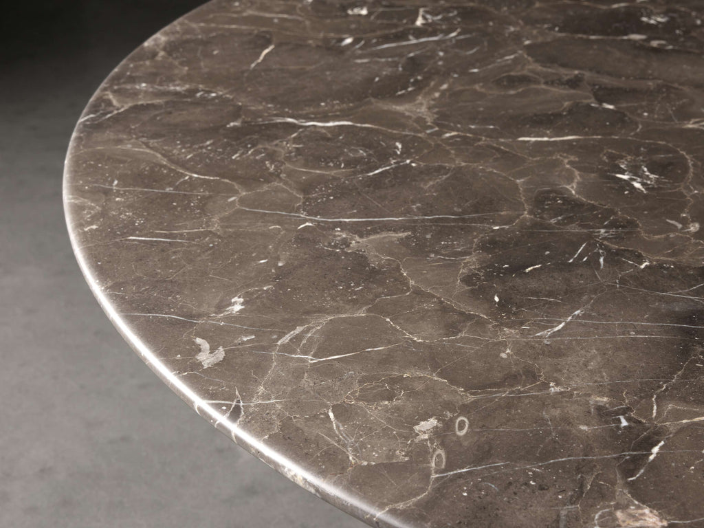 Saint Germain Round Stone Top Coffee Table with Wood Clement Base
