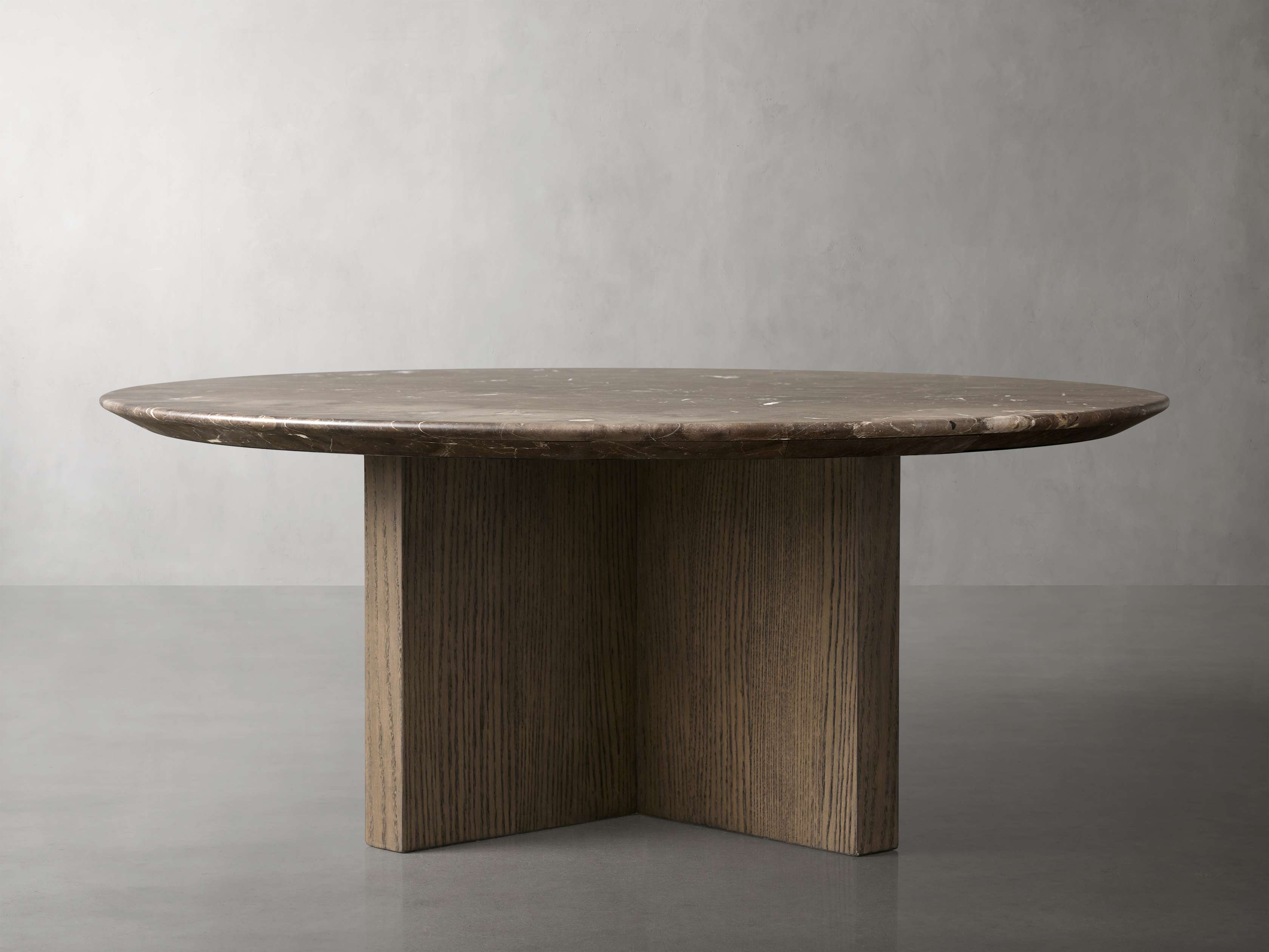 Saint Germain Round Stone Top Coffee Table with Wood Clement Base
