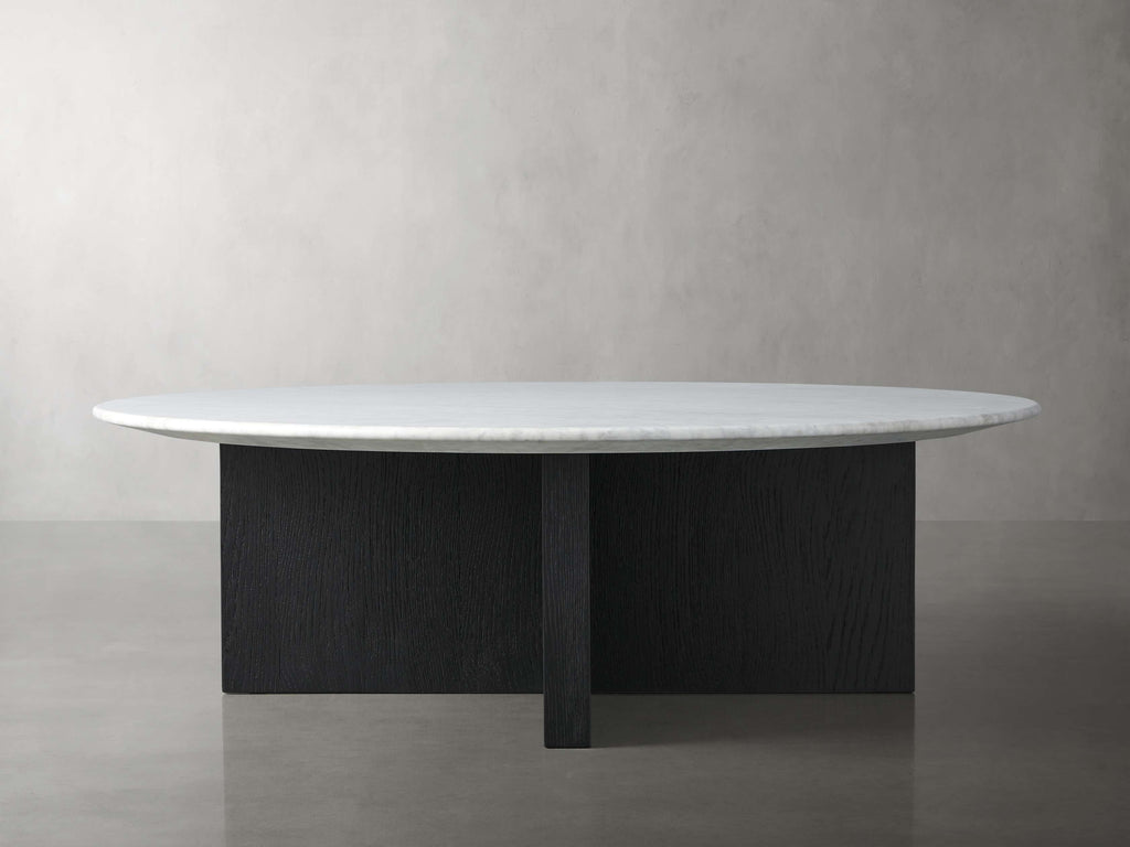 Saint Germain Round Stone Top Coffee Table with Wood Clement Base