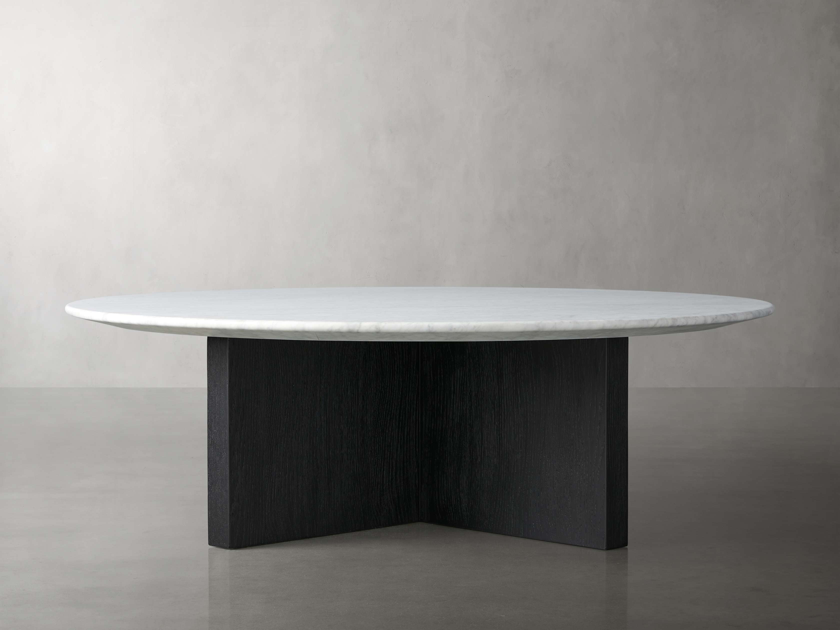 Saint Germain Round Stone Top Coffee Table with Wood Clement Base