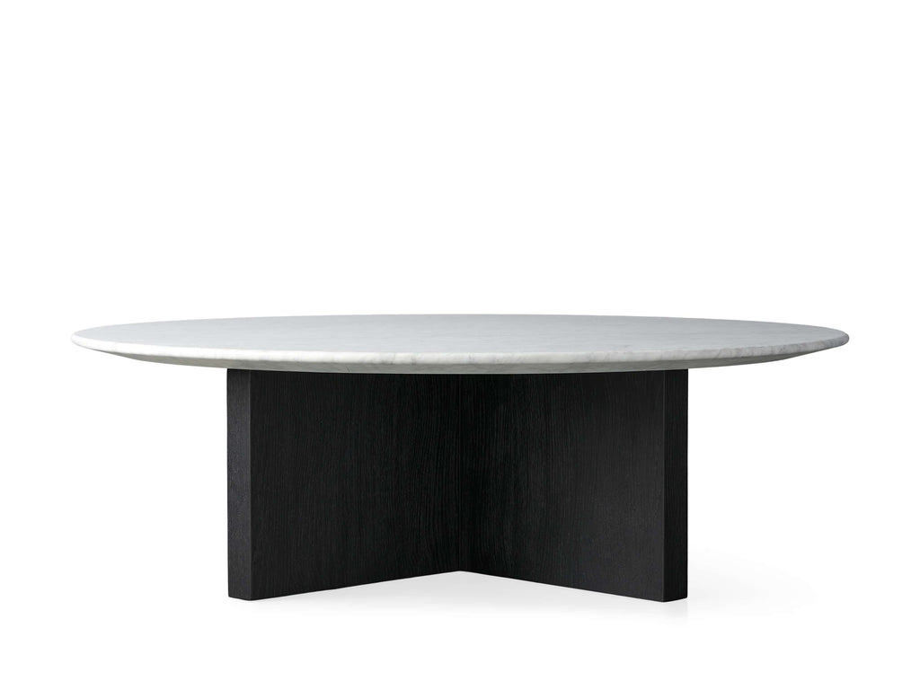 Saint Germain Round Stone Top Coffee Table with Wood Clement Base