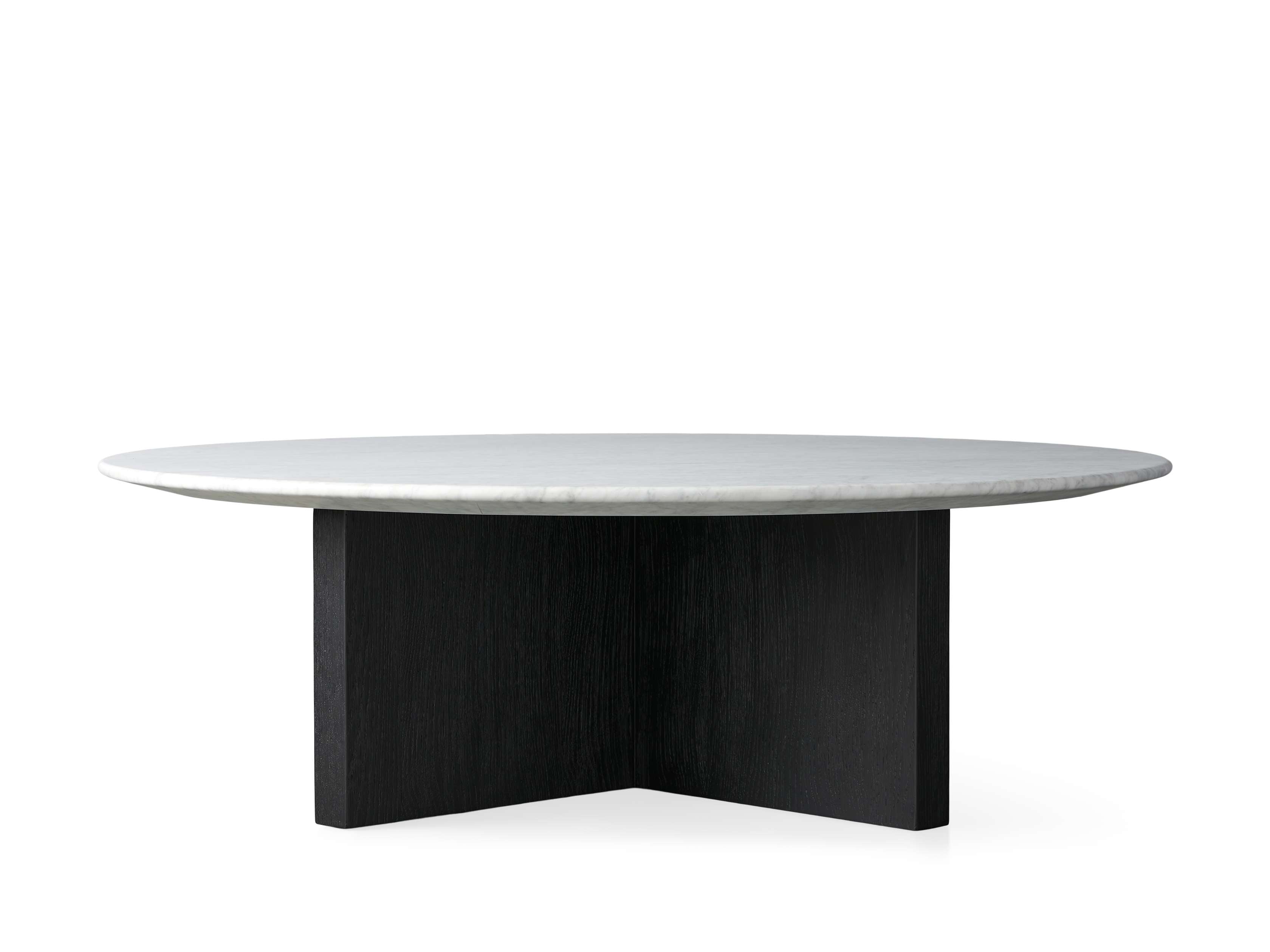 Saint Germain Round Stone Top Coffee Table with Wood Clement Base