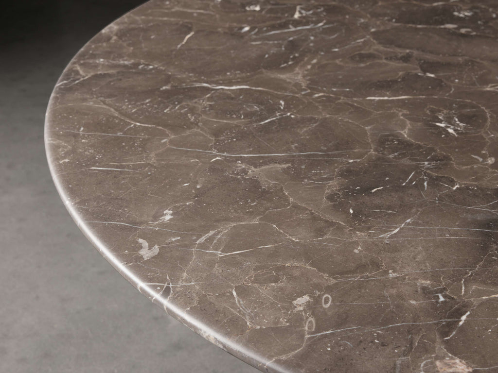 Saint Germain Round Stone Top Coffee Table with Wood Clement Base