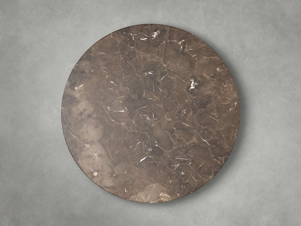 Saint Germain Round Stone Top Coffee Table with Wood Clement Base