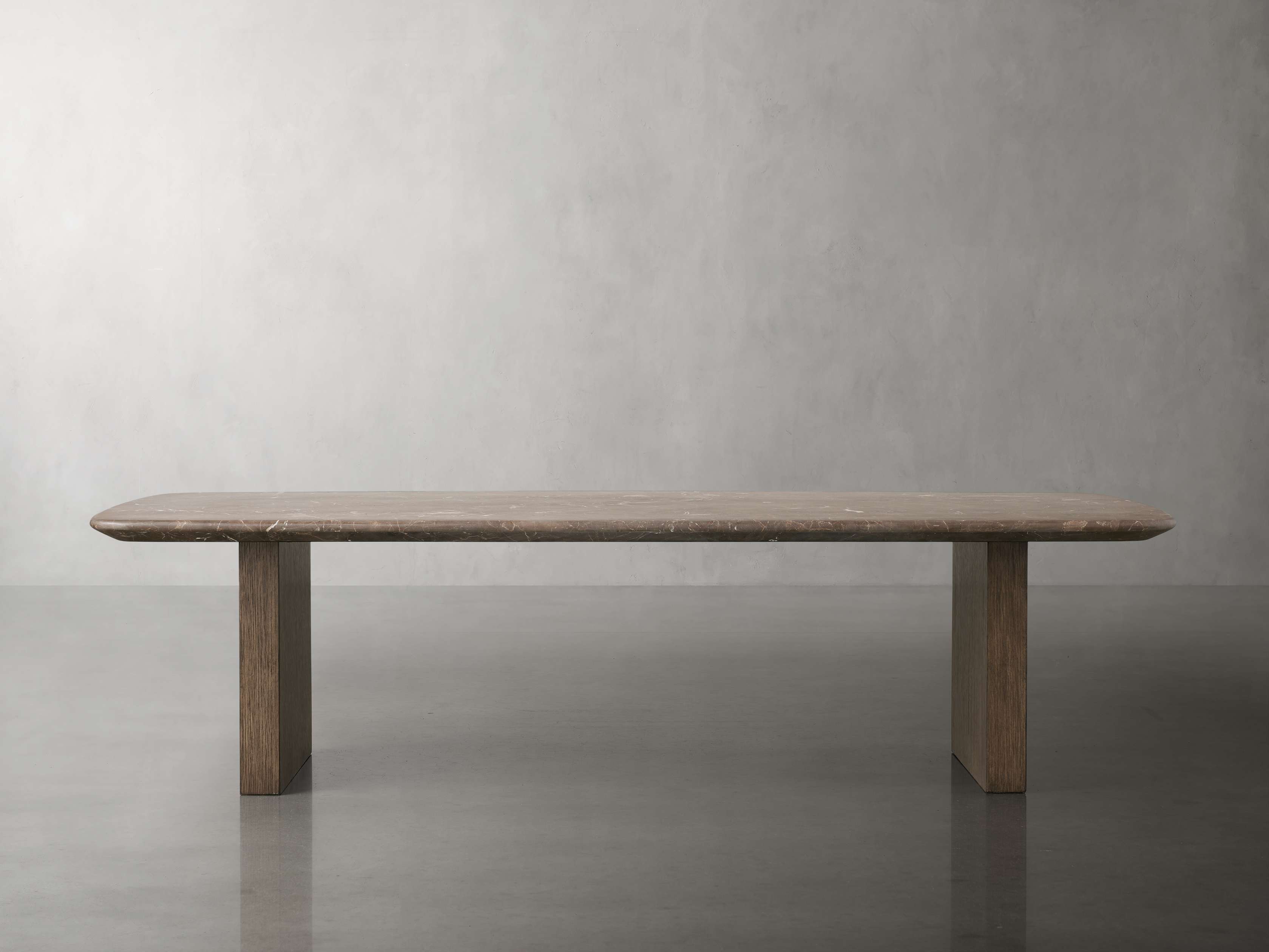 Saint Germain Stone Top Coffee Table with Wood Clement Base