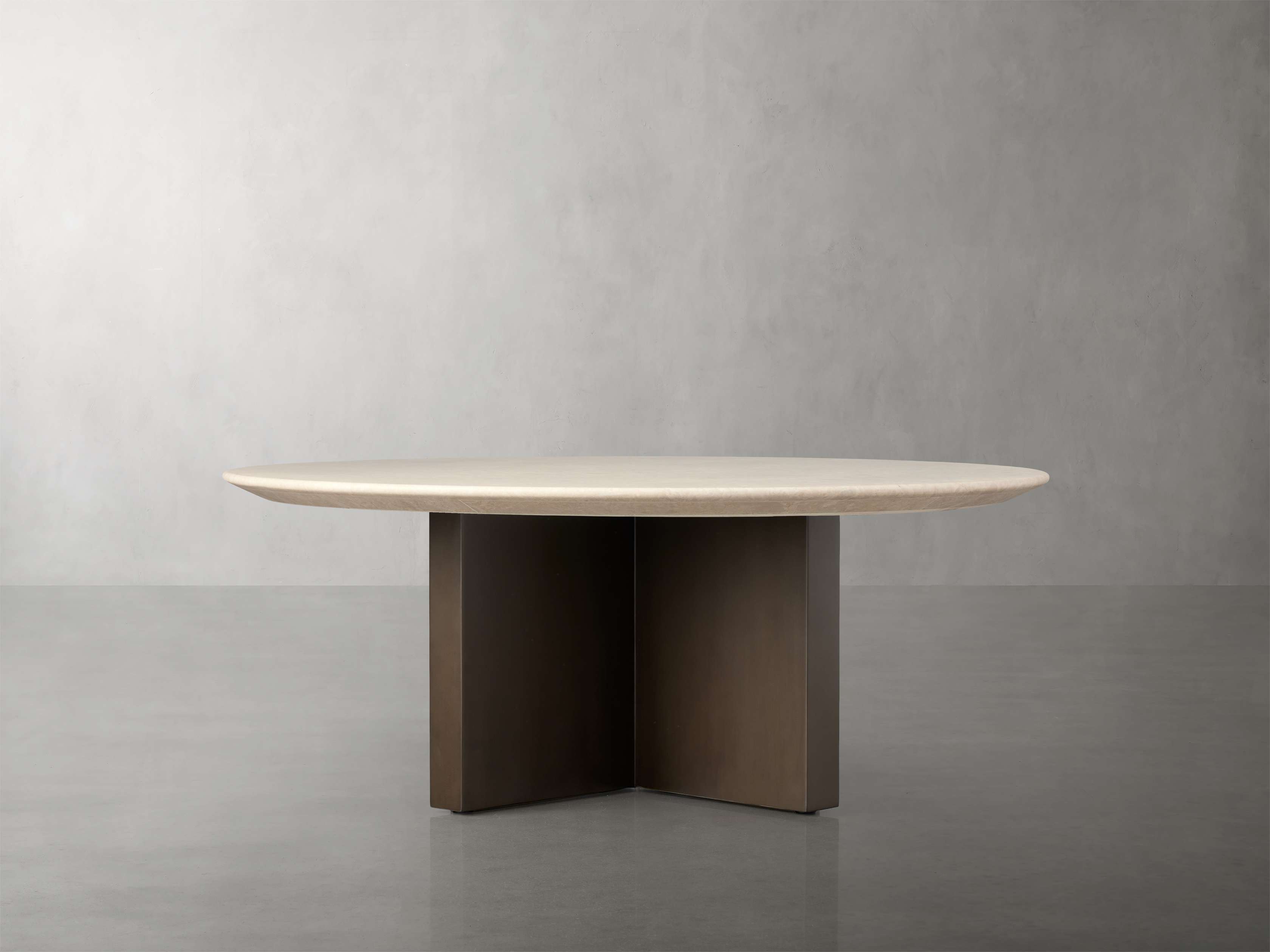 Saint Germain Round Stone Coffee Table with Clement Base