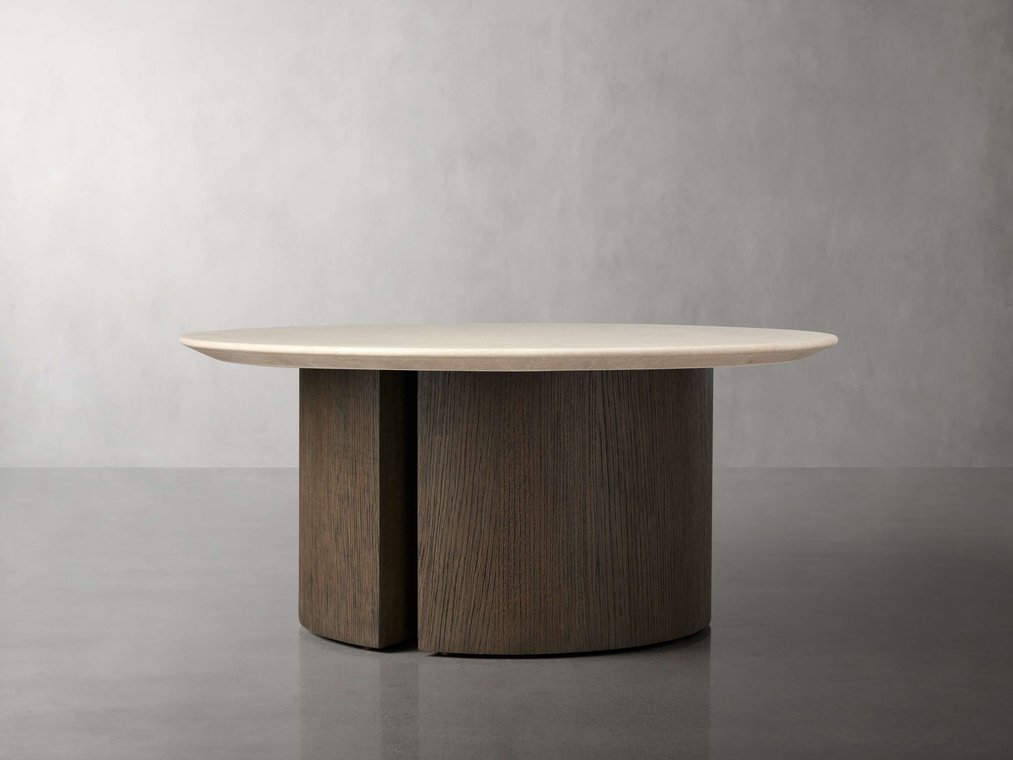 Saint Germain Round Stone Coffee Table with Dauphine Base