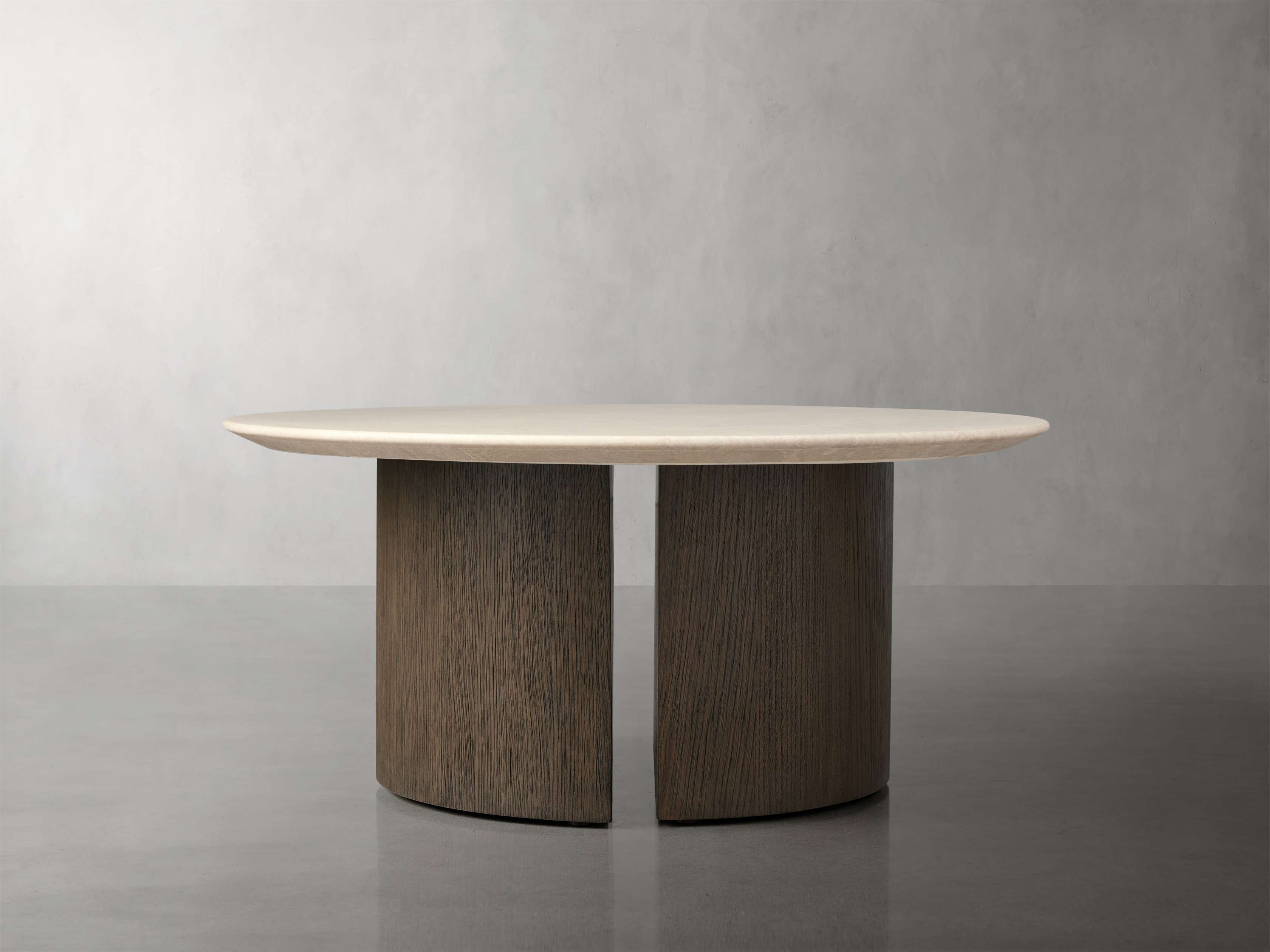 Saint Germain Round Stone Coffee Table with Dauphine Base