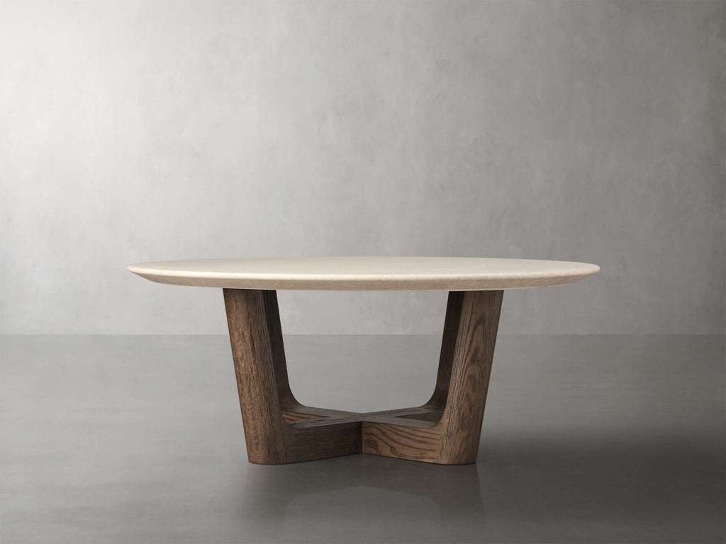 Saint Germain Round Stone Coffee Table with Rennes Base