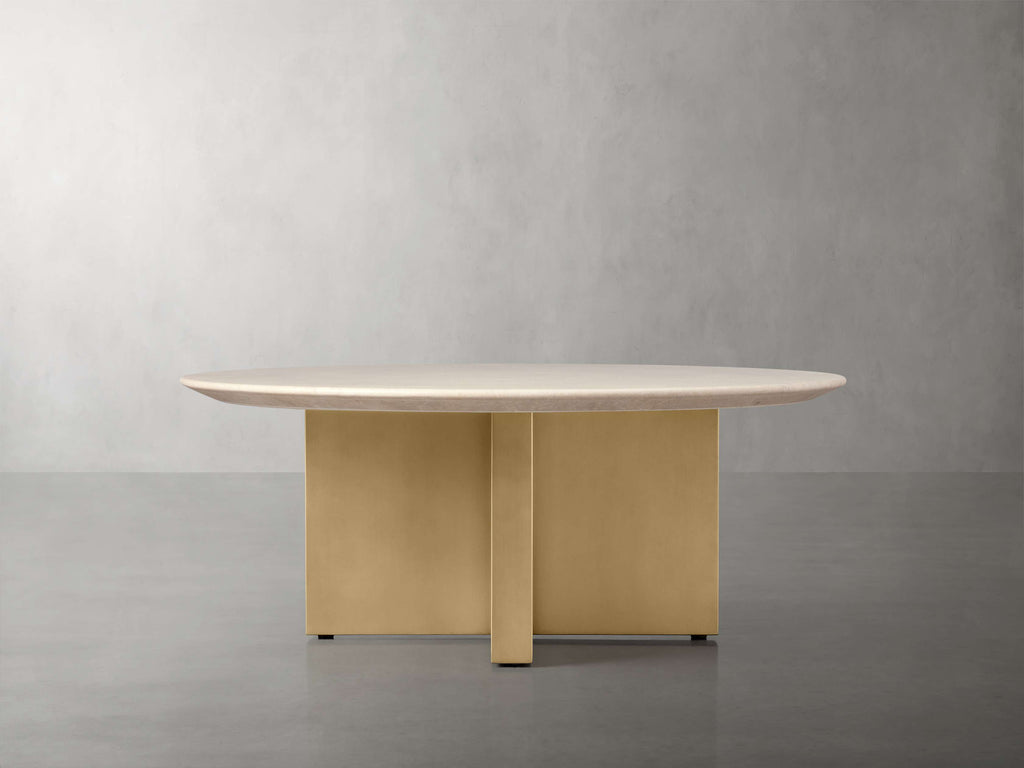 Saint Germain Round Stone Coffee Table with Clement Base