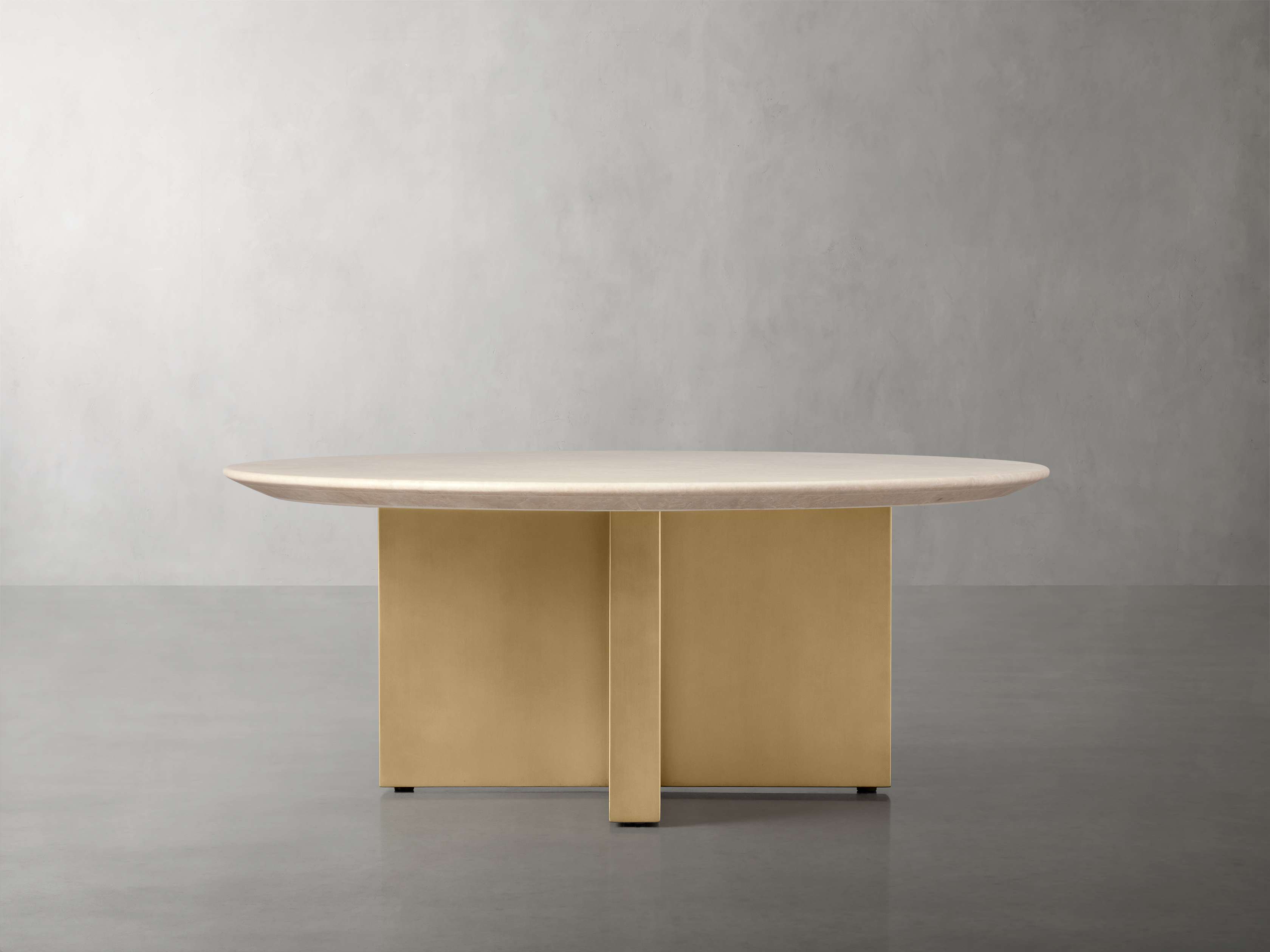 Saint Germain Round Stone Coffee Table with Clement Base