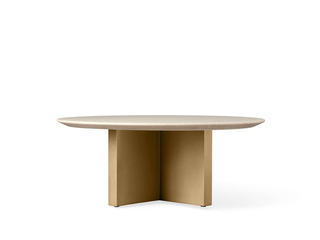 Saint Germain Round Stone Coffee Table with Clement Base