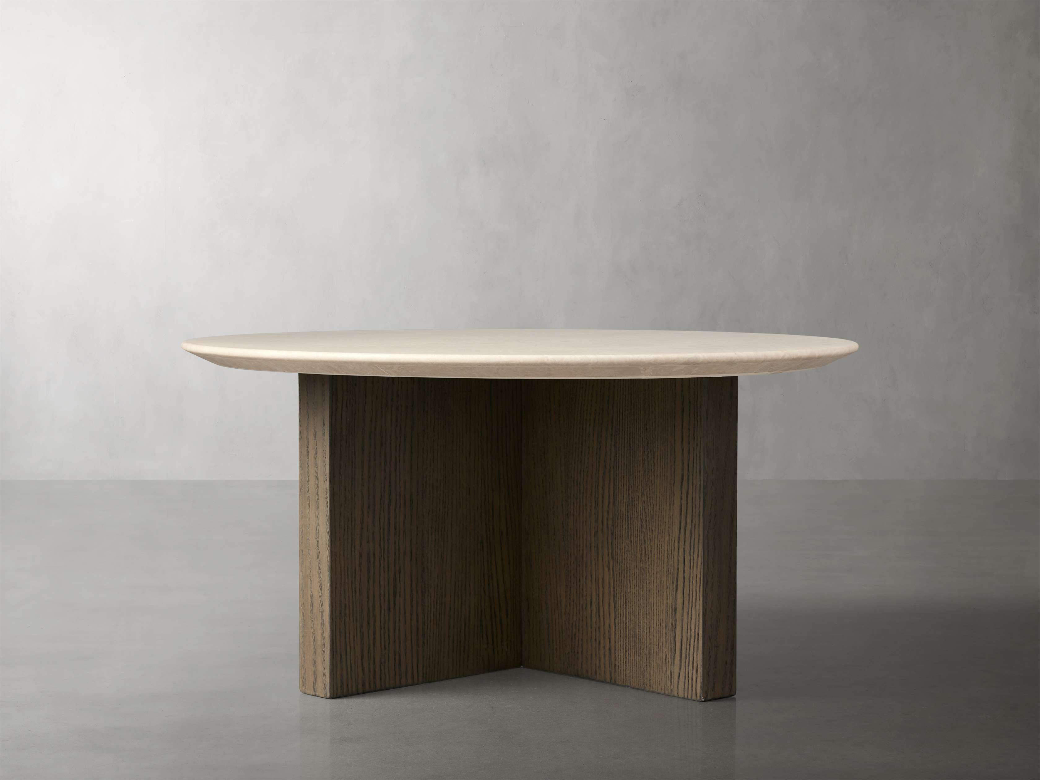Saint Germain Round Stone Top Coffee Table with Wood Clement Base