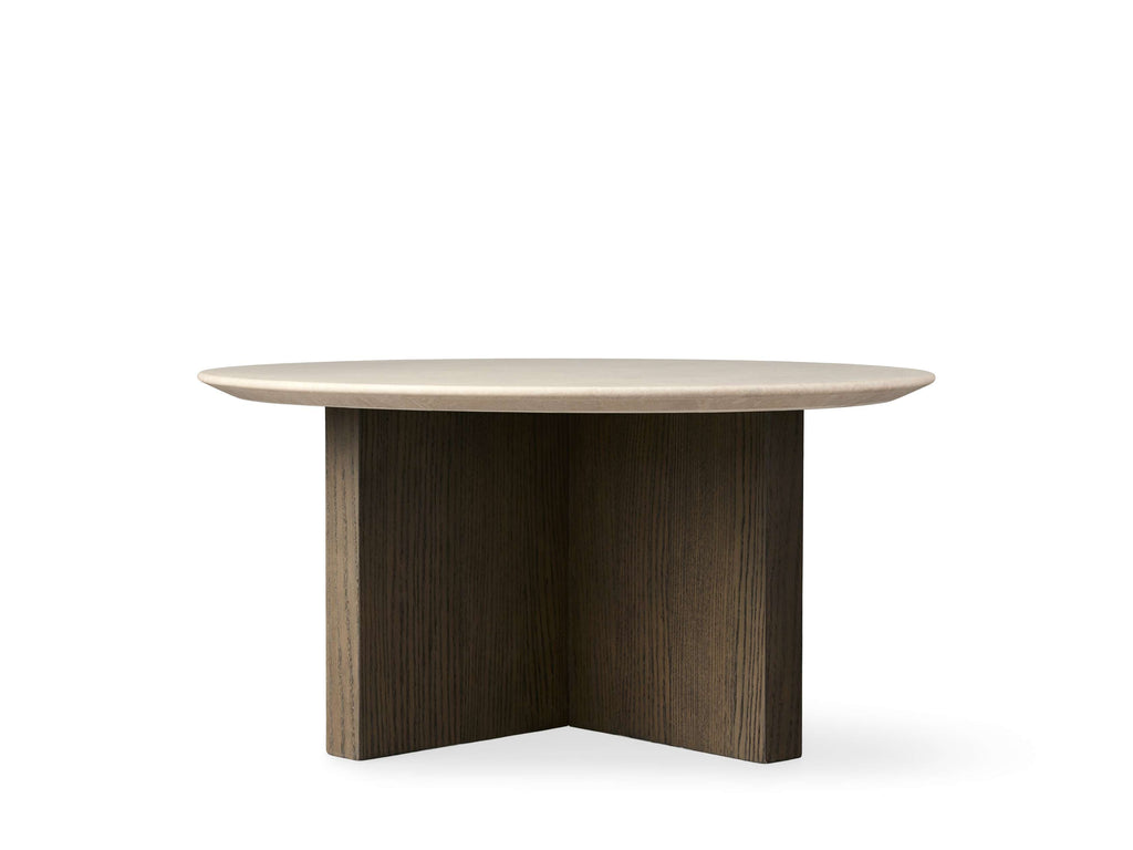 Saint Germain Round Stone Top Coffee Table with Wood Clement Base