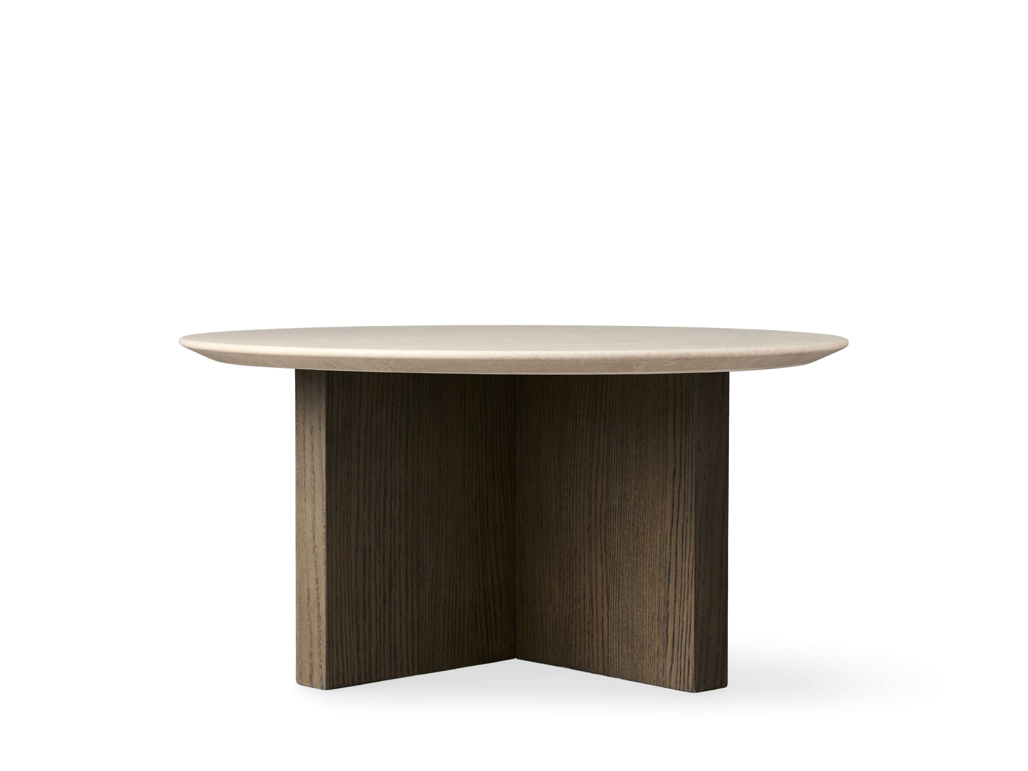 Saint Germain Round Stone Top Coffee Table with Wood Clement Base