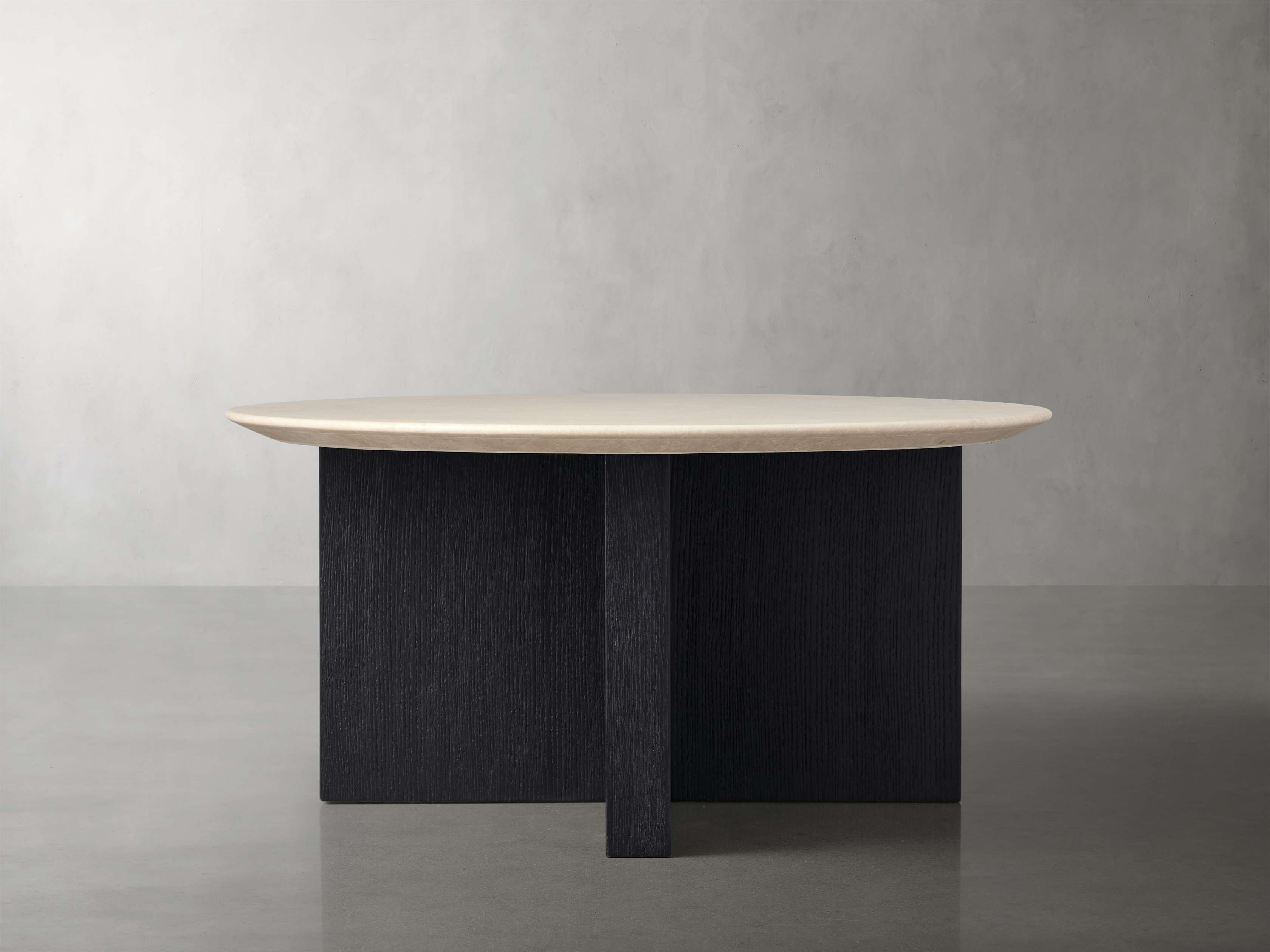 Saint Germain Round Stone Top Coffee Table with Wood Clement Base
