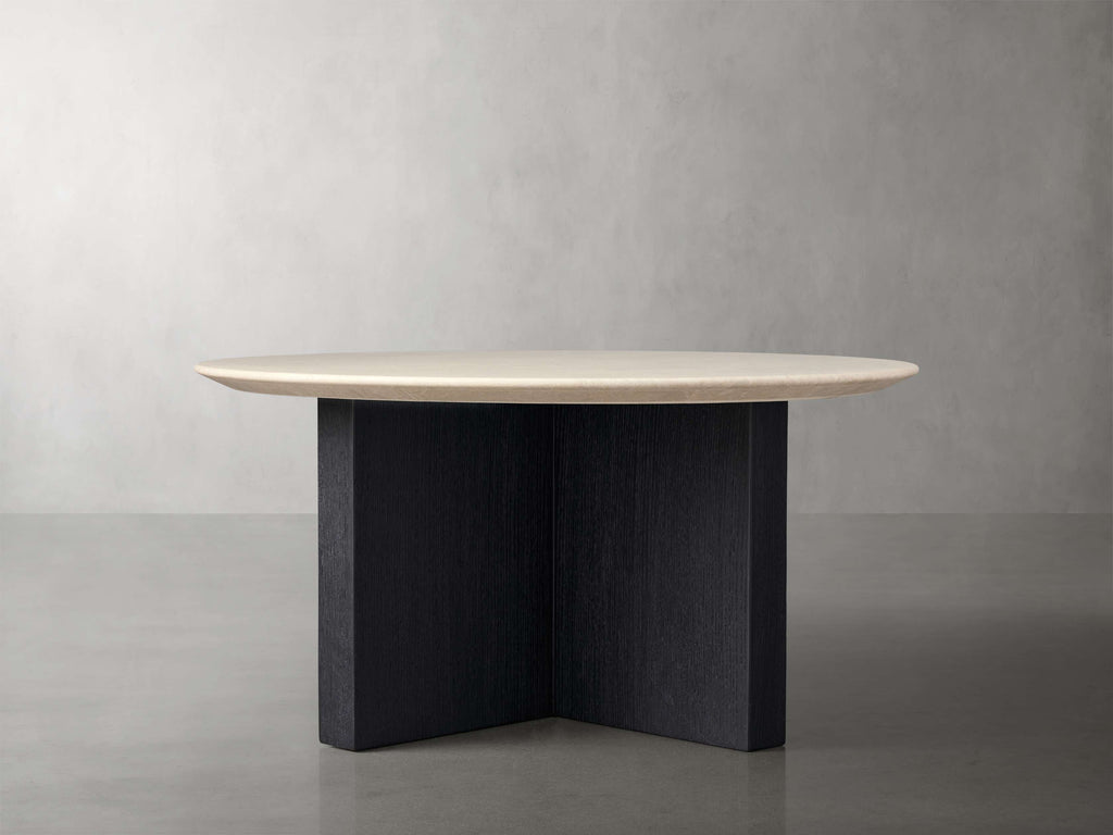 Saint Germain Round Stone Top Coffee Table with Wood Clement Base
