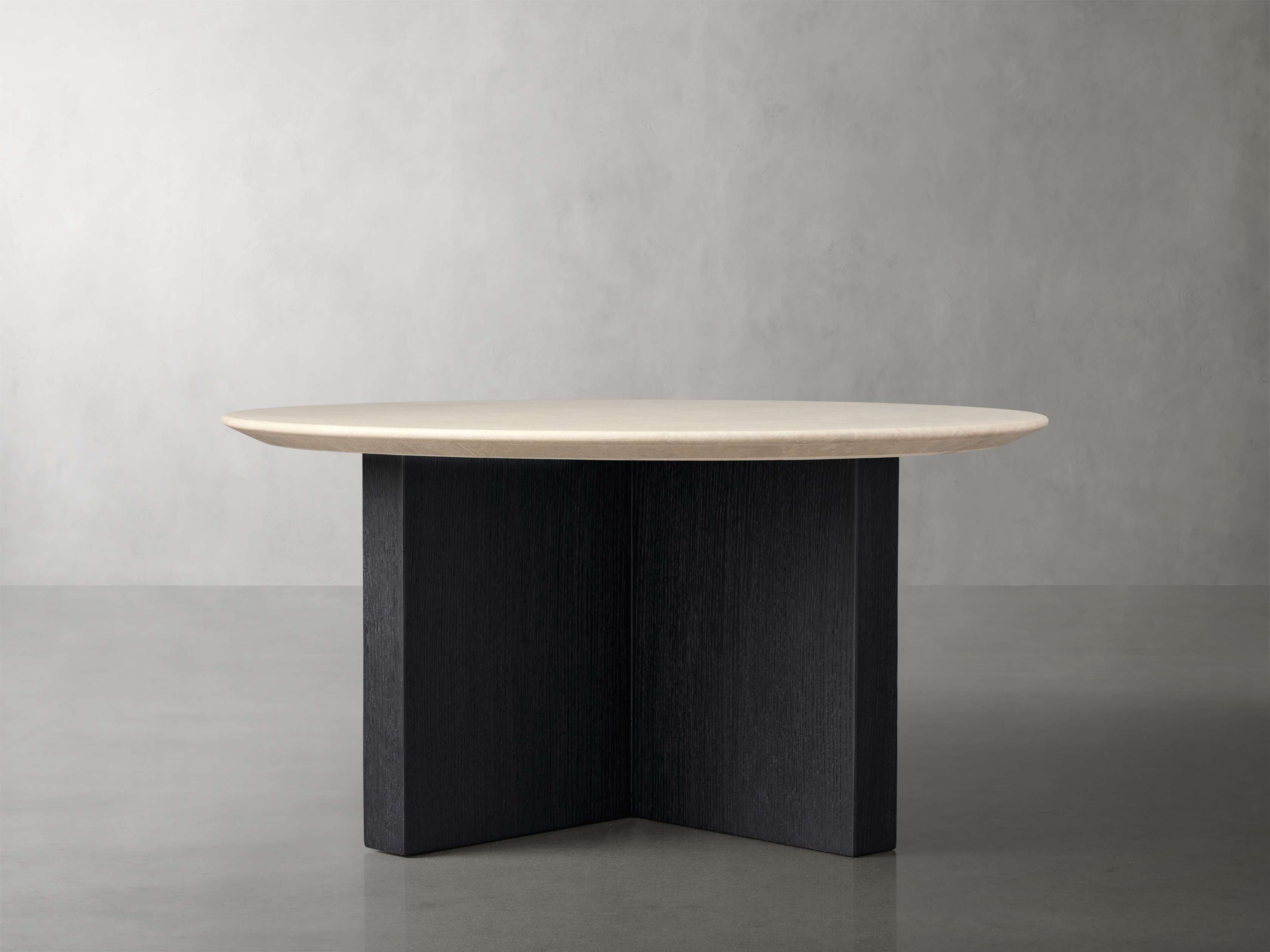 Saint Germain Round Stone Top Coffee Table with Wood Clement Base