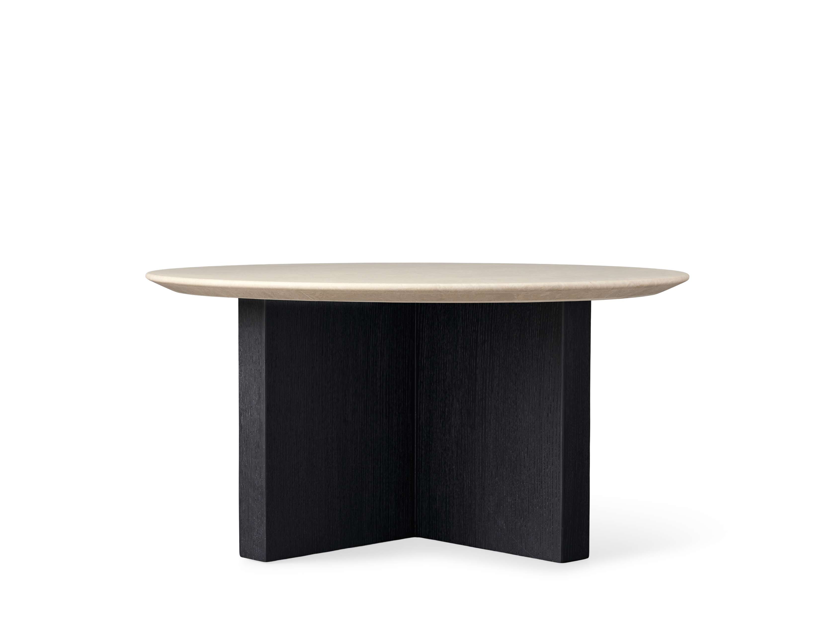 Saint Germain Round Stone Top Coffee Table with Wood Clement Base