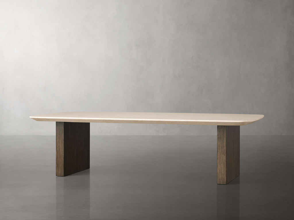 Saint Germain Stone Top Coffee Table with Wood Clement Base