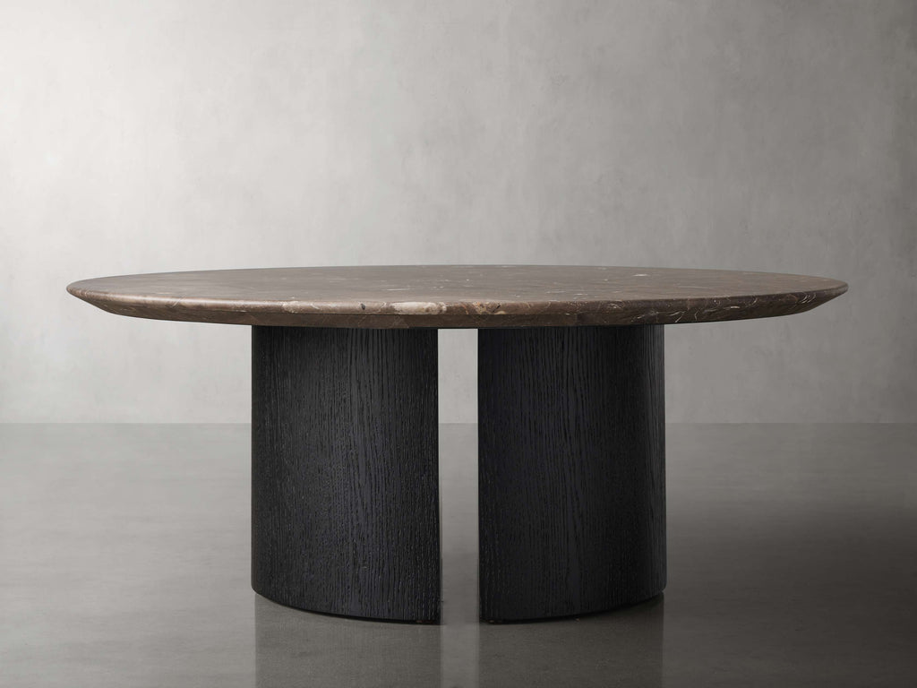 Saint Germain Round Stone Coffee Table with Dauphine Base