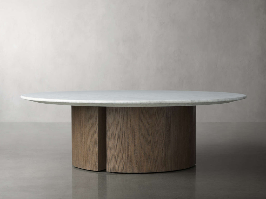 Saint Germain Round Stone Coffee Table with Dauphine Base