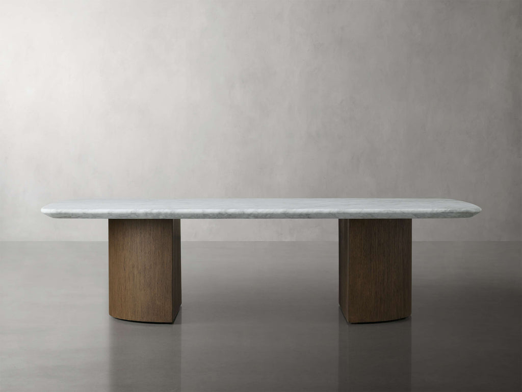 Saint Germain 72" Stone Coffee Table with Dauphine Base and Carrara Top