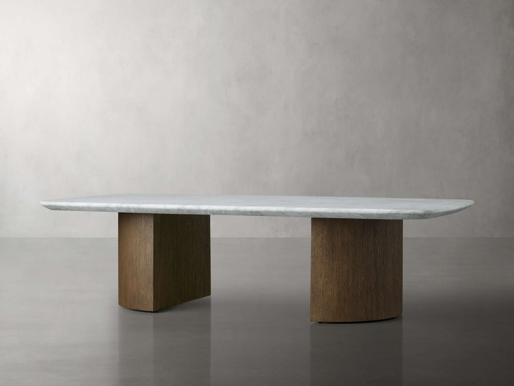 Saint Germain 72" Stone Coffee Table with Dauphine Base and Carrara Top