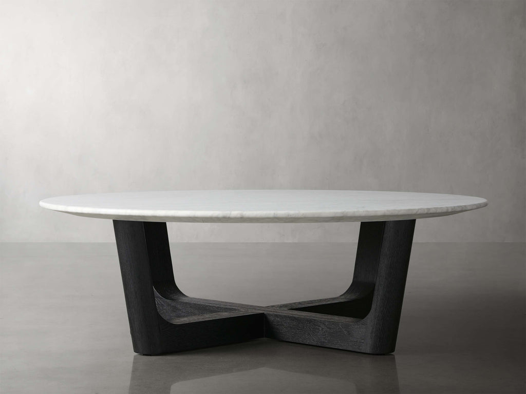 Saint Germain Round Stone Coffee Table with Rennes Base