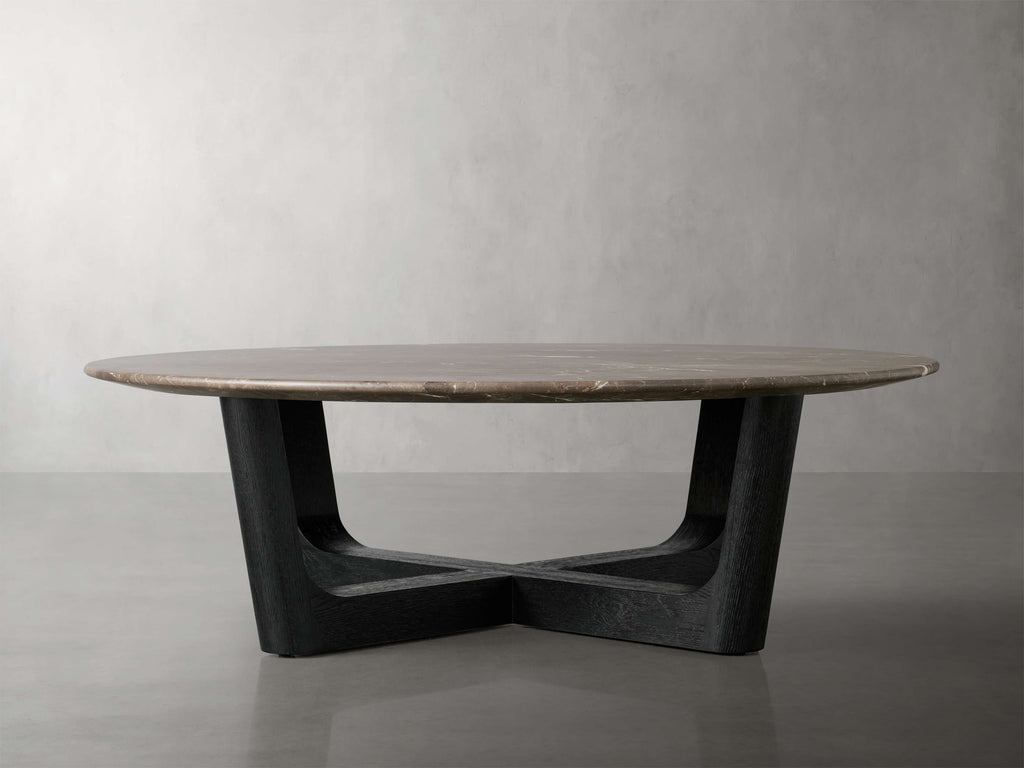 Saint Germain Round Stone Coffee Table with Rennes Base