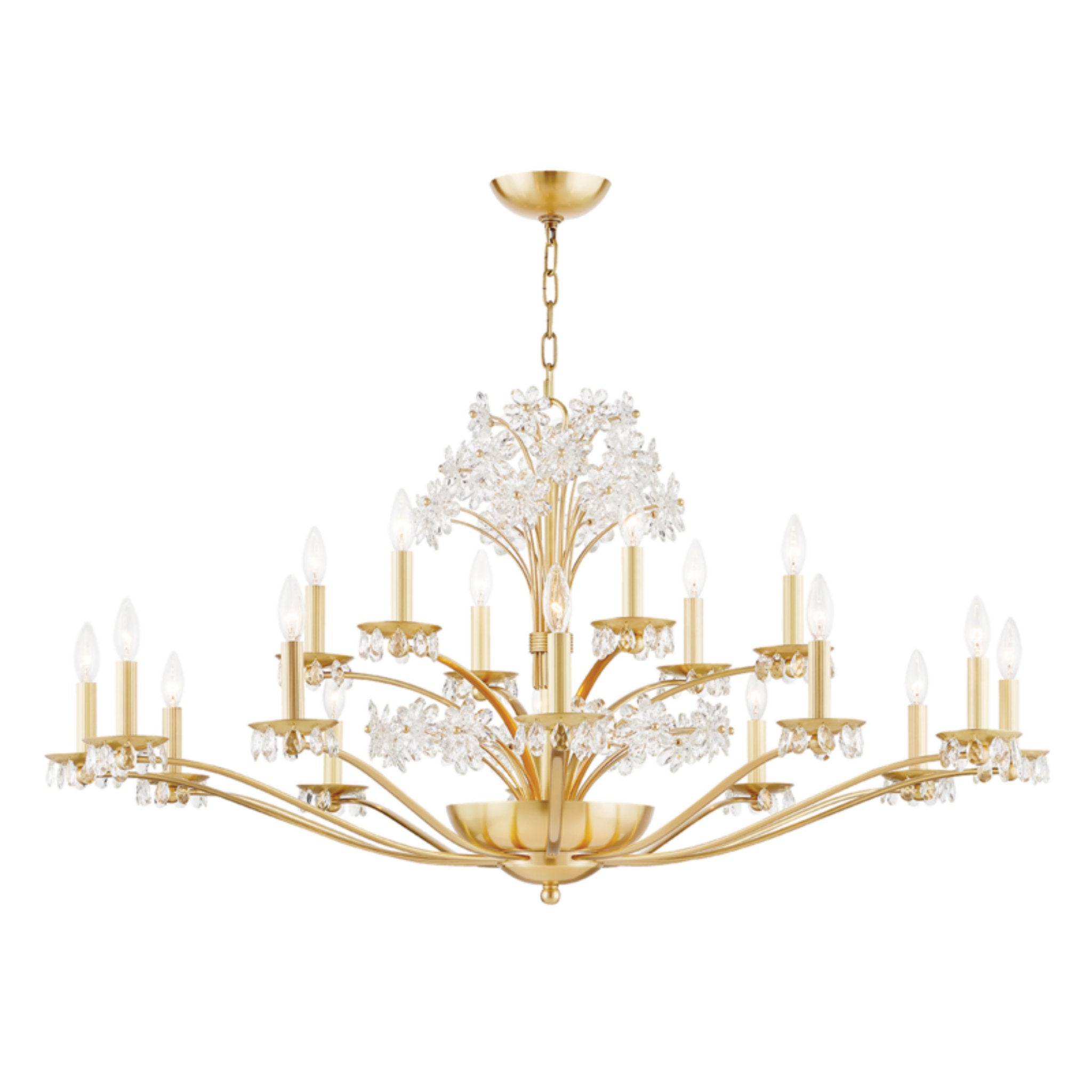 Beaumont 20-Light Chandelier in Aged Brass 48L x 48W x 23.75H