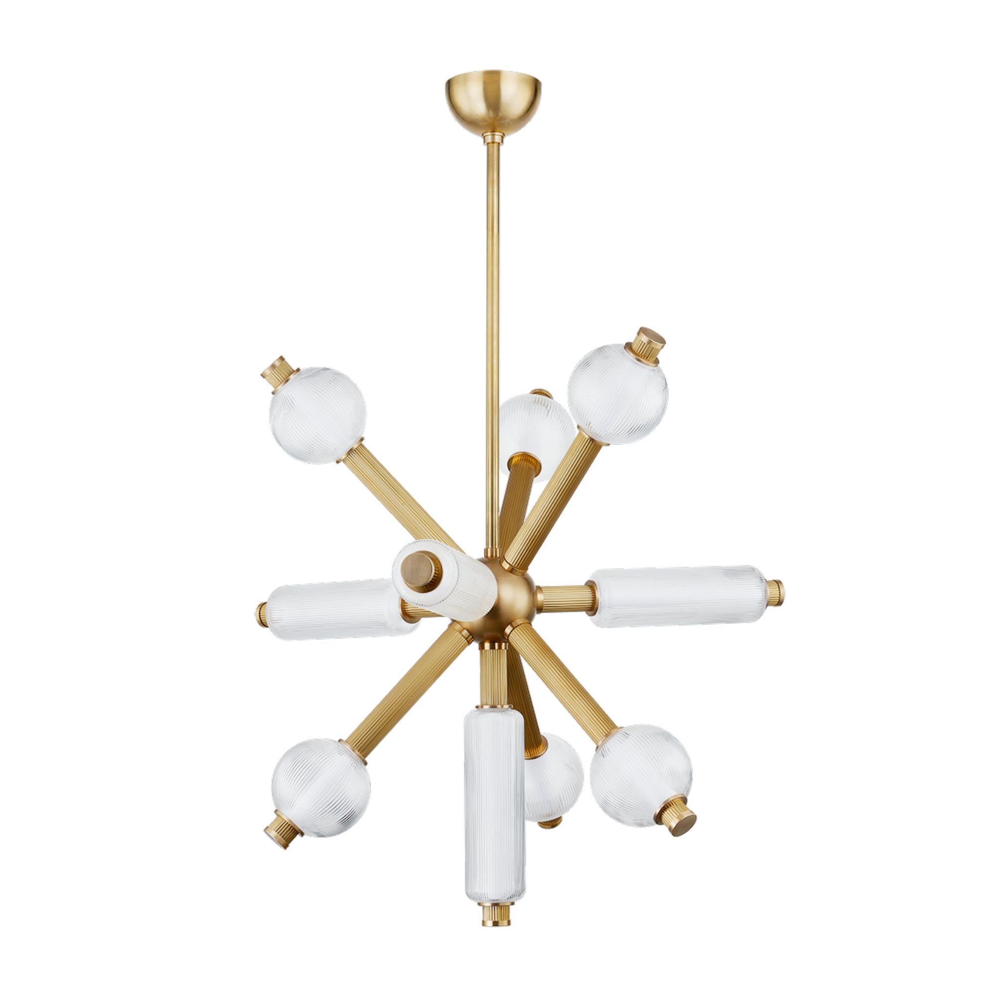 ATOM 10-Light Chandelier in Vintage Brass 36L x 36W x 31.25H