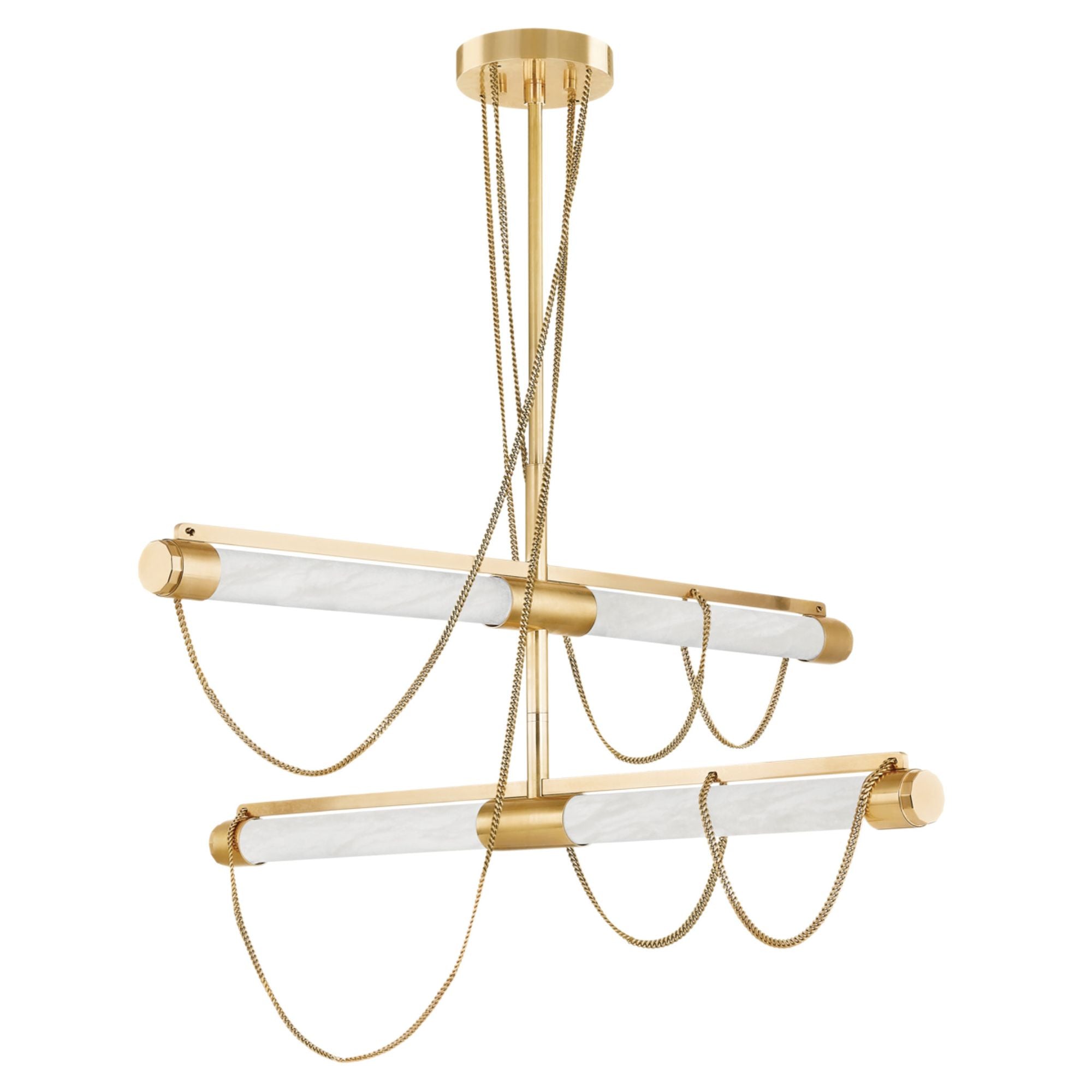 LARIAT 4-Light Chandelier in Vintage Brass by NOZ NOZAWA 48.75L x 7.75W x 26.5H