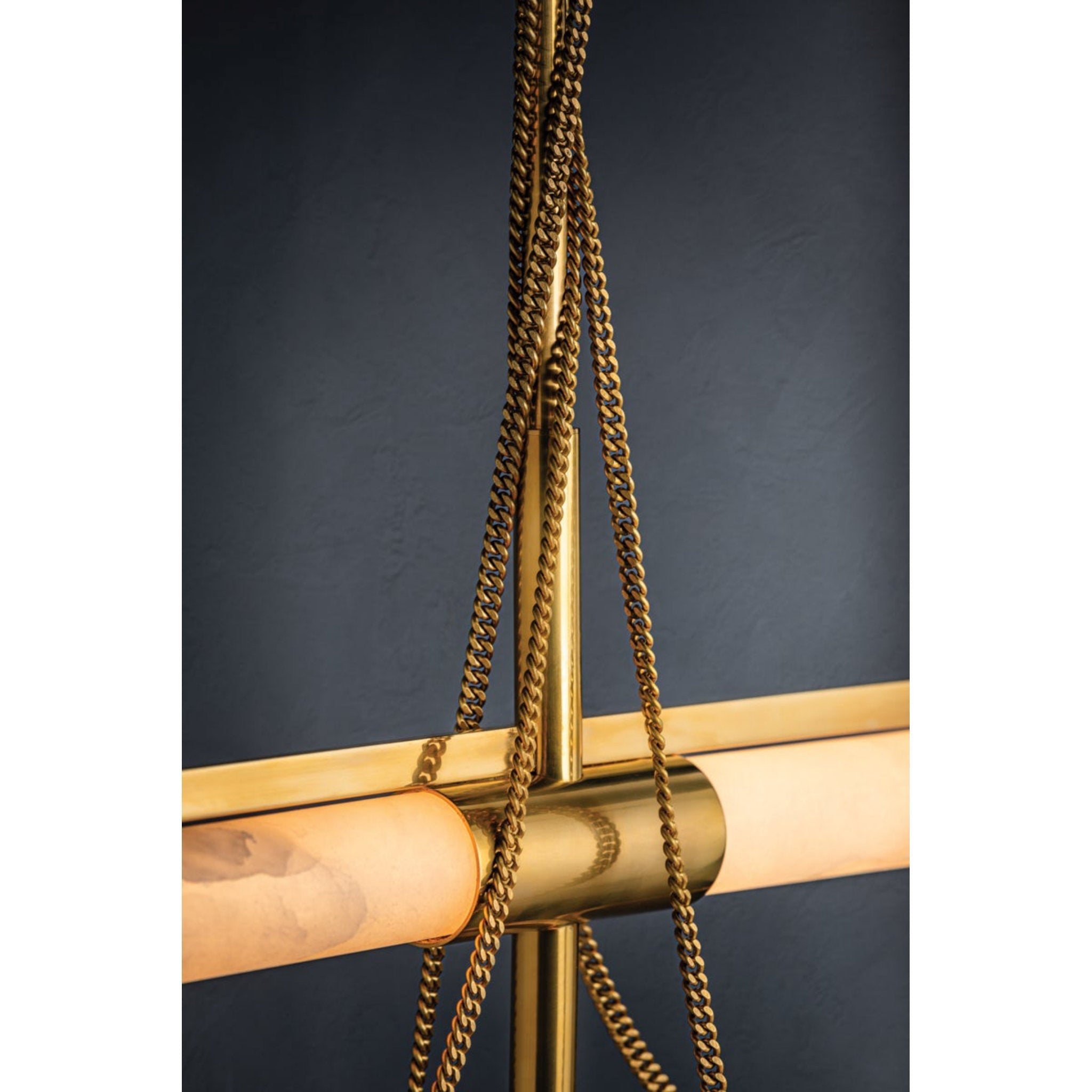 LARIAT 4-Light Chandelier in Vintage Brass by NOZ NOZAWA 48.75L x 7.75W x 26.5H
