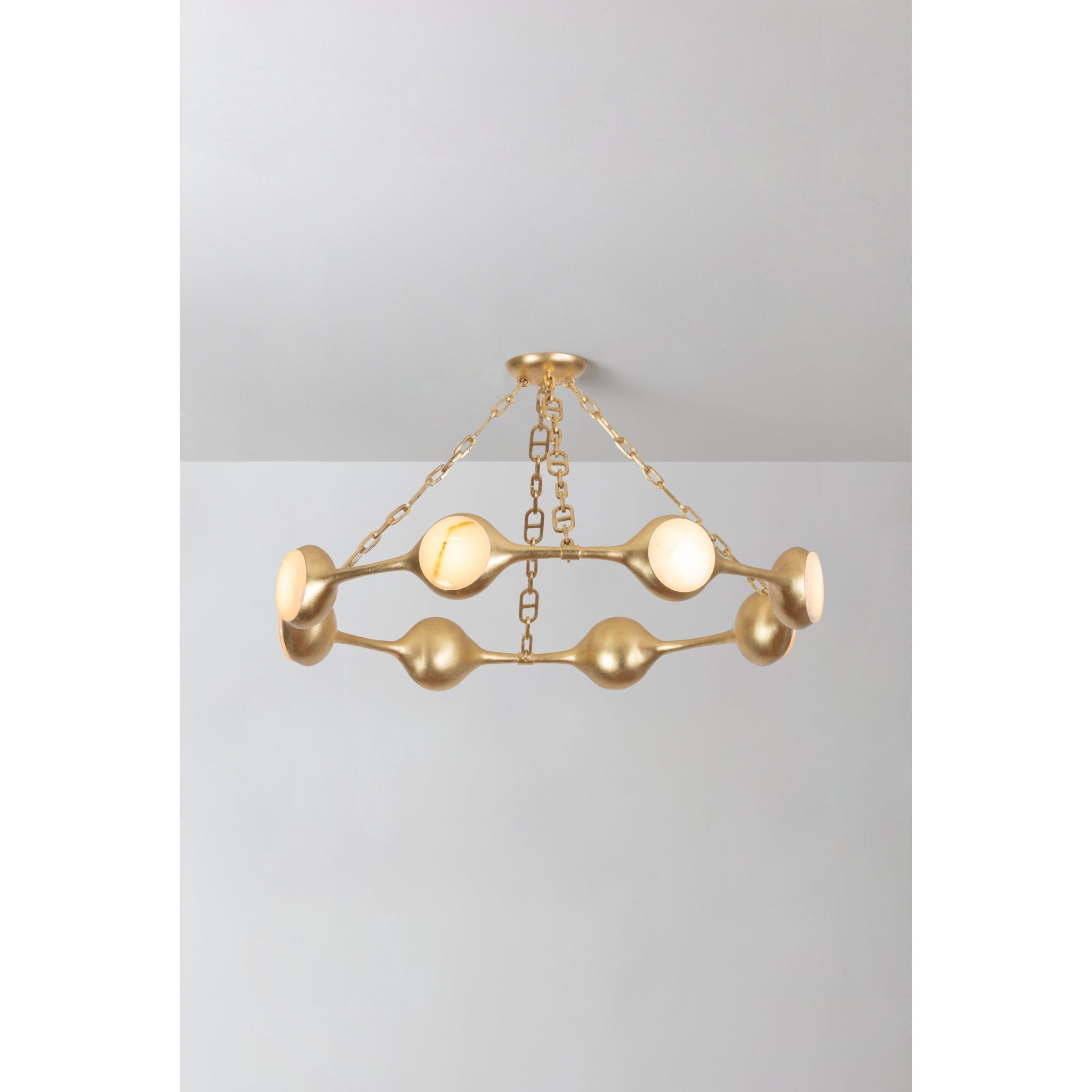 RIVIERE 8-Light Chandelier in Vintage Gold Leaf by NOZ NOZAWA 40L x 40W x 6H