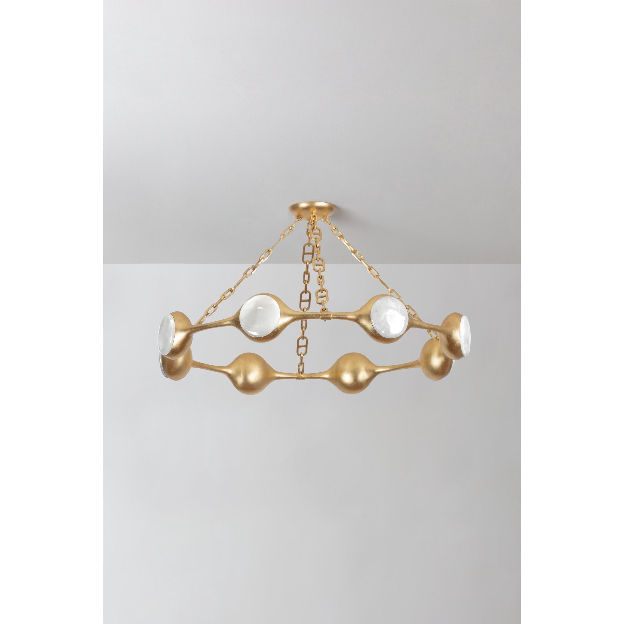 RIVIERE 8-Light Chandelier in Vintage Gold Leaf by NOZ NOZAWA 40L x 40W x 6H