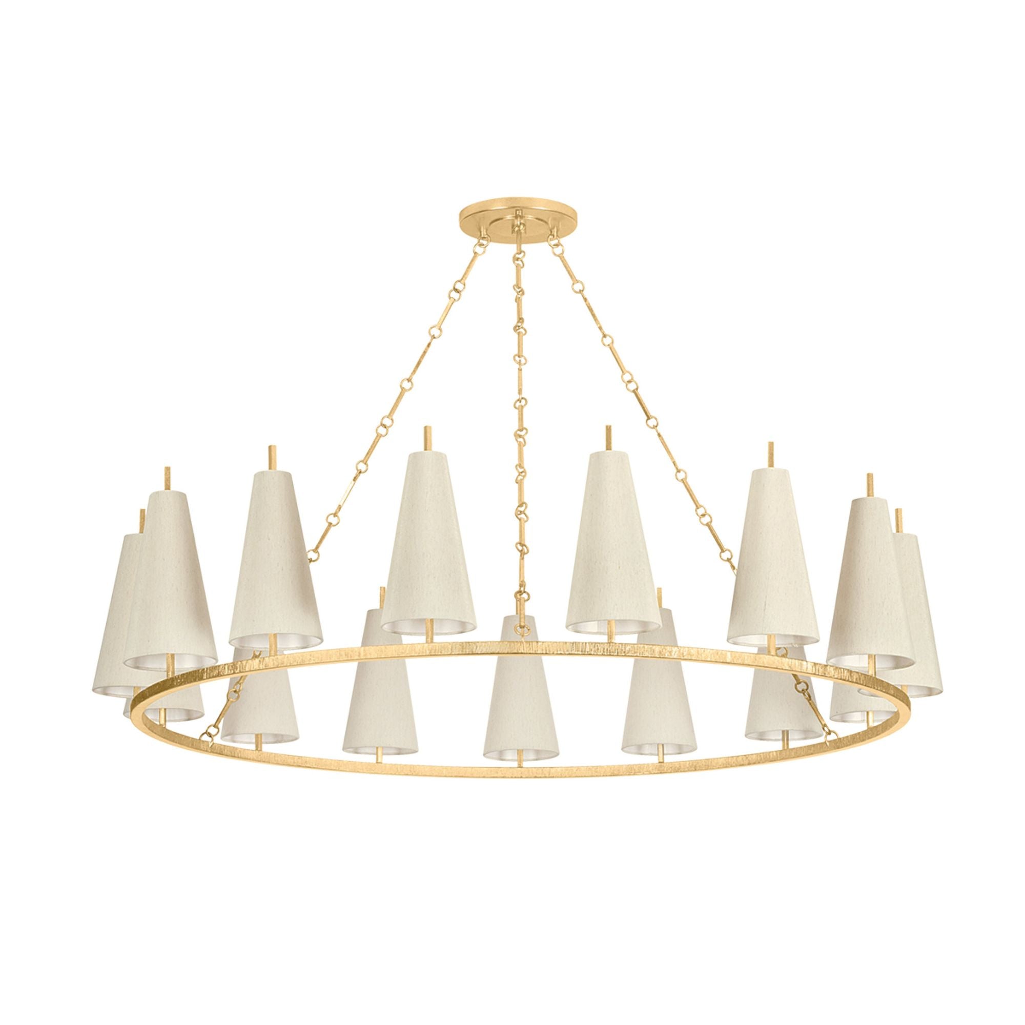 Tirana 15-Light Chandelier in Vintage Gold Leaf 54.75L x 54.75W x 13.5H