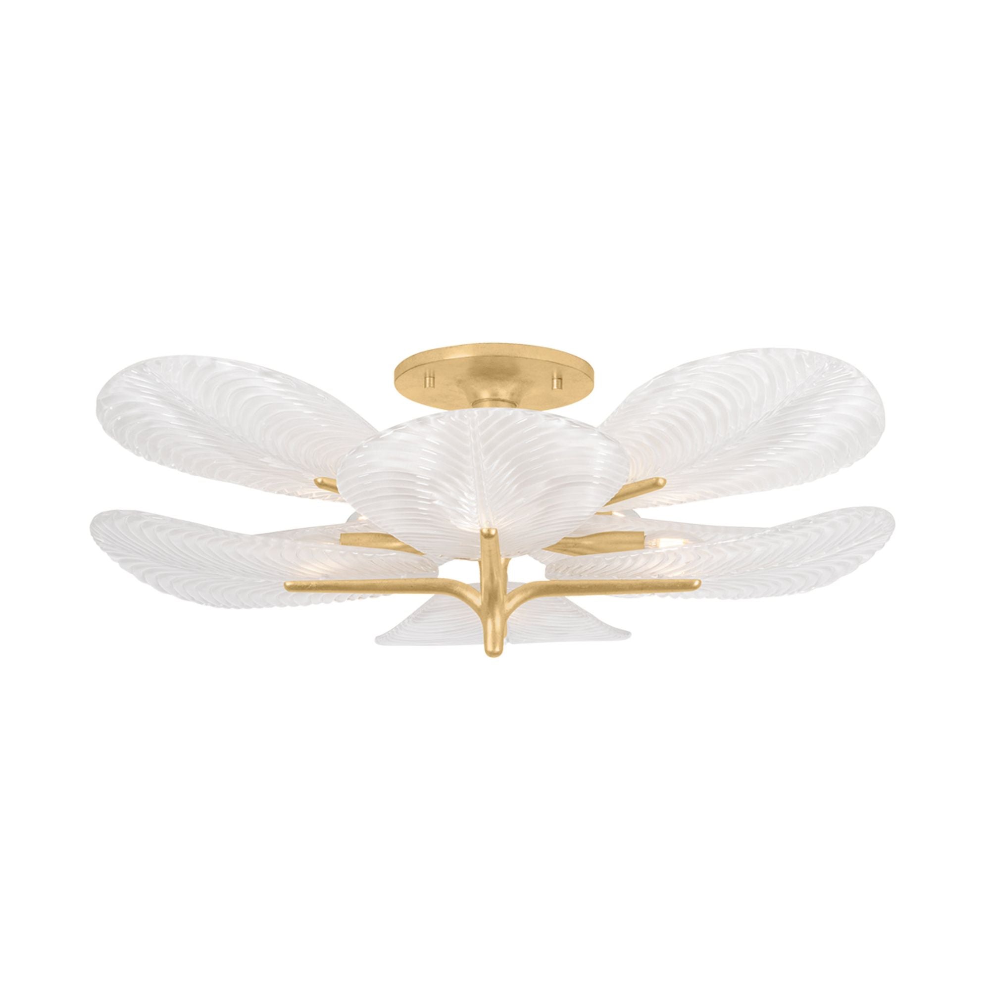 Kamal 8-Light Semi Flush in Vintage Gold Leaf 43L x 43W x 13.5H