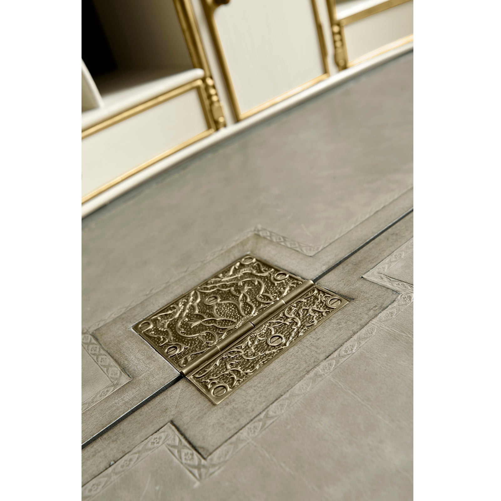 Jonathan Charles Buckingham Georgian Grey & Gilded Secretary Cabinet (492260-PBG)