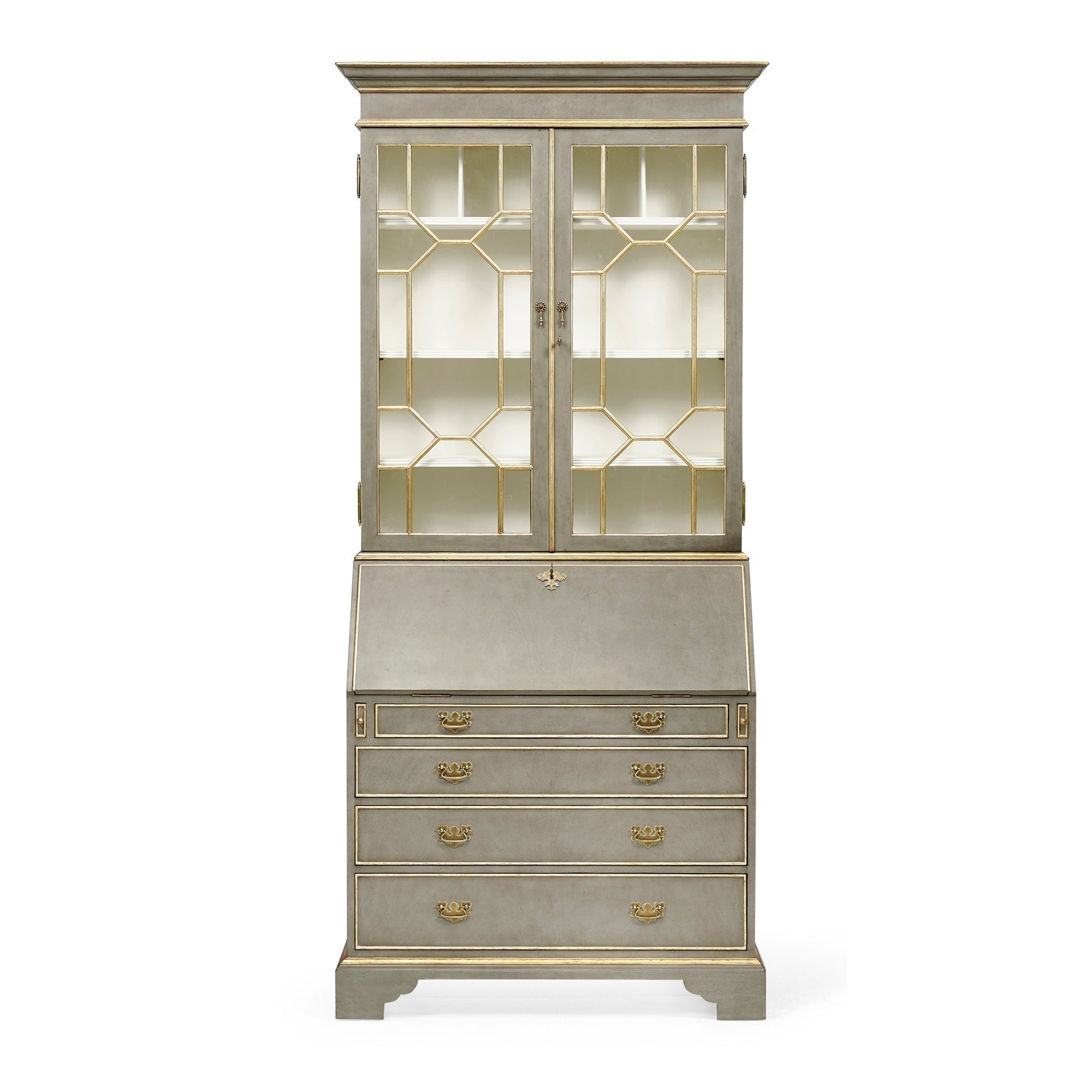 Jonathan Charles Buckingham Georgian Grey & Gilded Secretary Cabinet (492260-PBG)