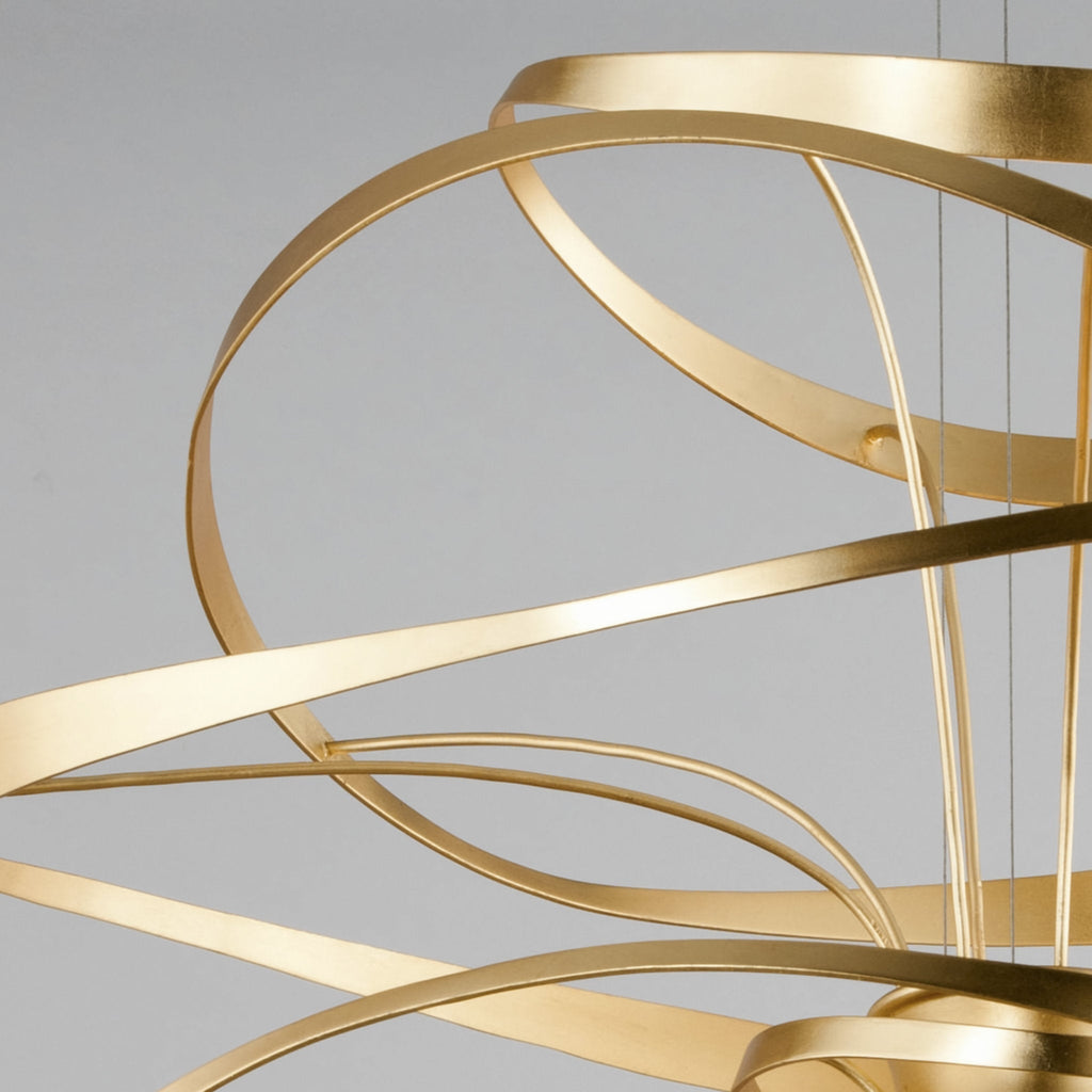 Calligraphy 2-Light Chandelier in Gold Leaf W Polished Stainless 26L x 26W x 24H