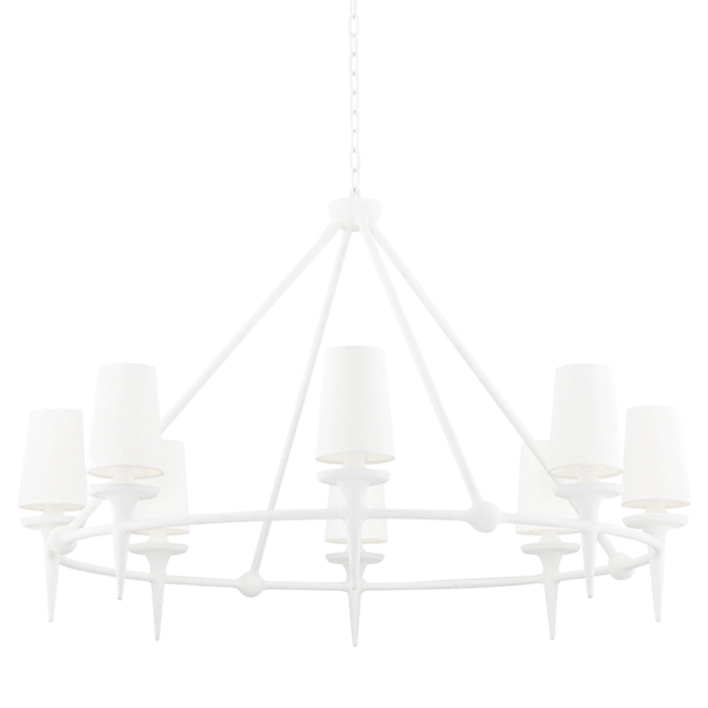Torch 8-Light Chandelier in White Plaster 48L x 48W x 30.5H