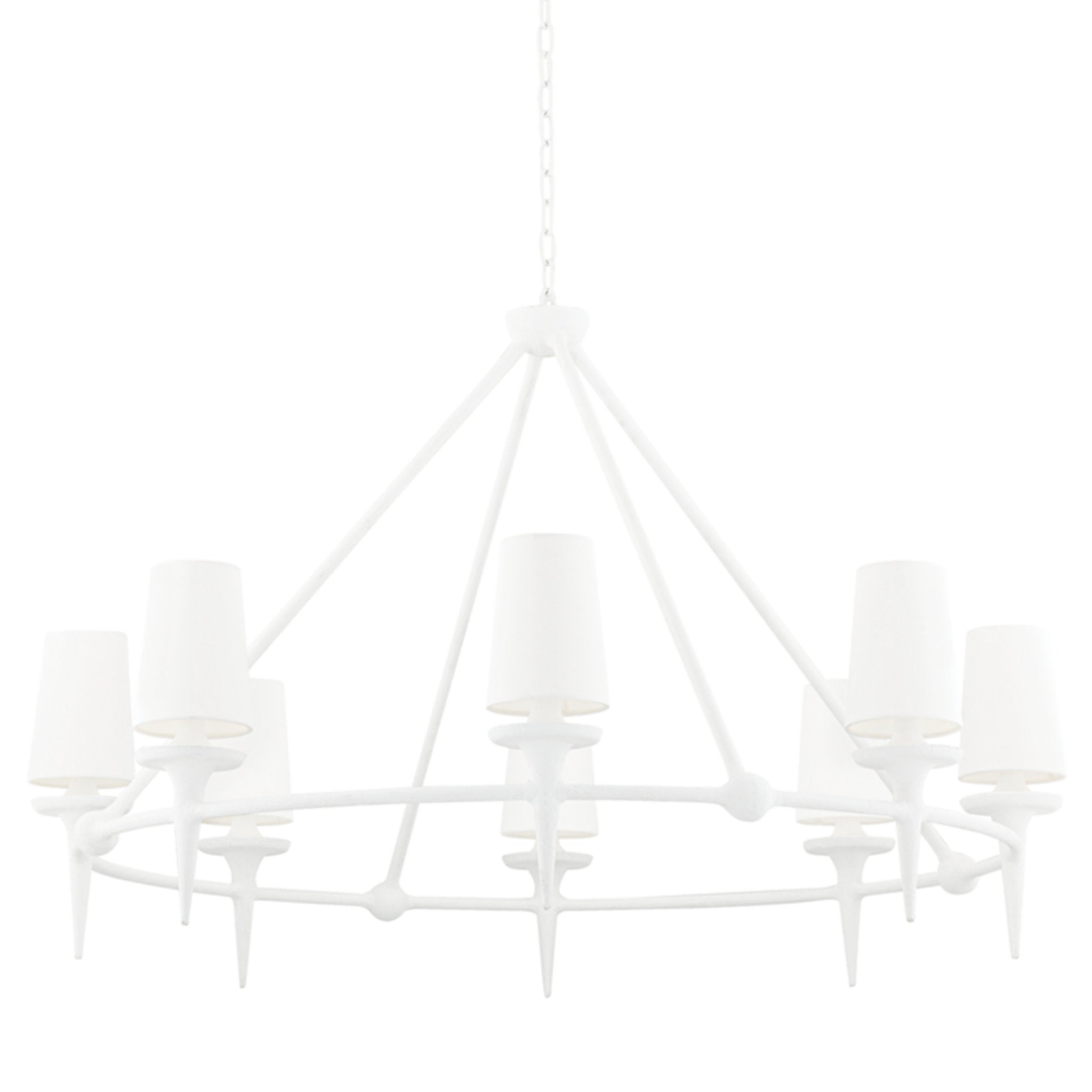 Torch 8-Light Chandelier in White Plaster 48L x 48W x 30.5H
