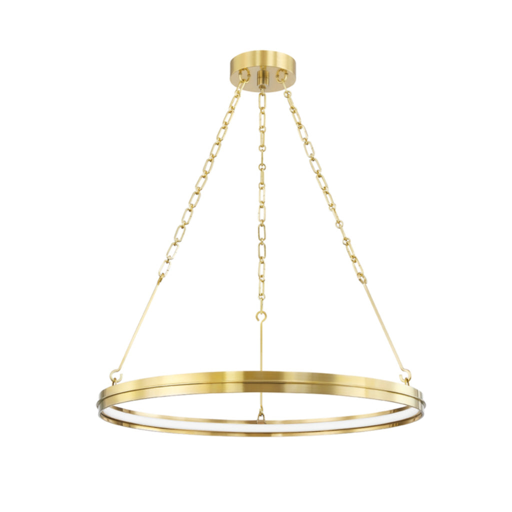 Rosendale 1-Light Chandelier in Aged Brass 28L x 28W x 2.25H