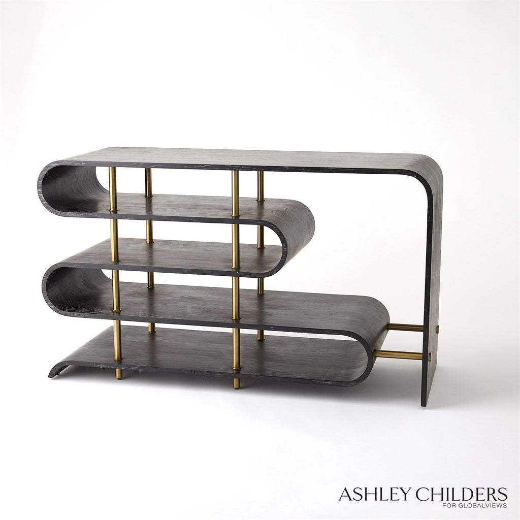 Global Views Ebony Cerused Traverse Console Table