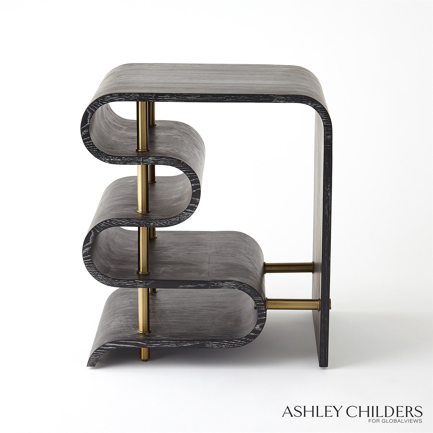 Global Views Ebony Cerused Traverse Side Table