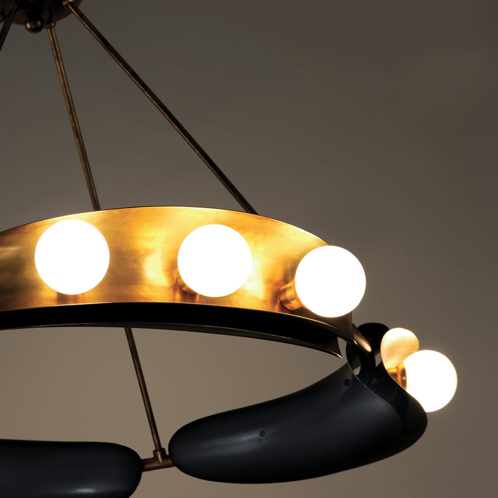 Hopper 9-Light Chandelier in Vintage Brass/Black Brass 32L x 32W x 25H