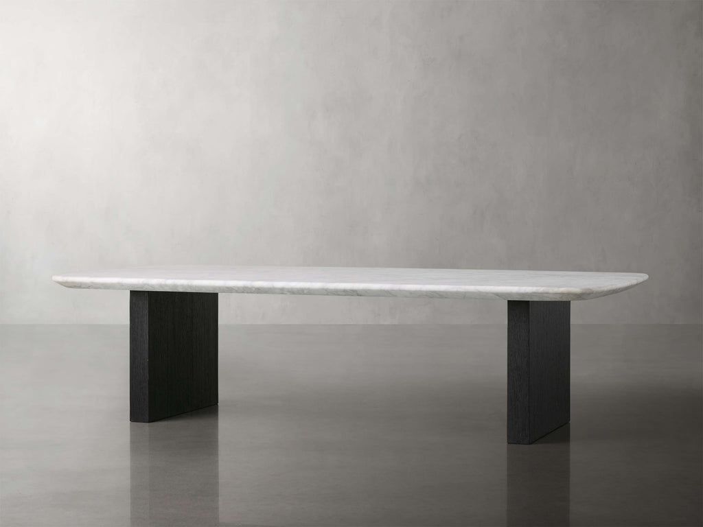 Saint Germain Stone Top Coffee Table with Wood Clement Base