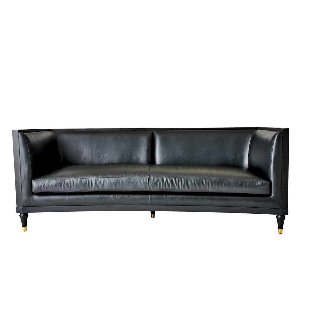 Global Views Black Leather Arc Sofa