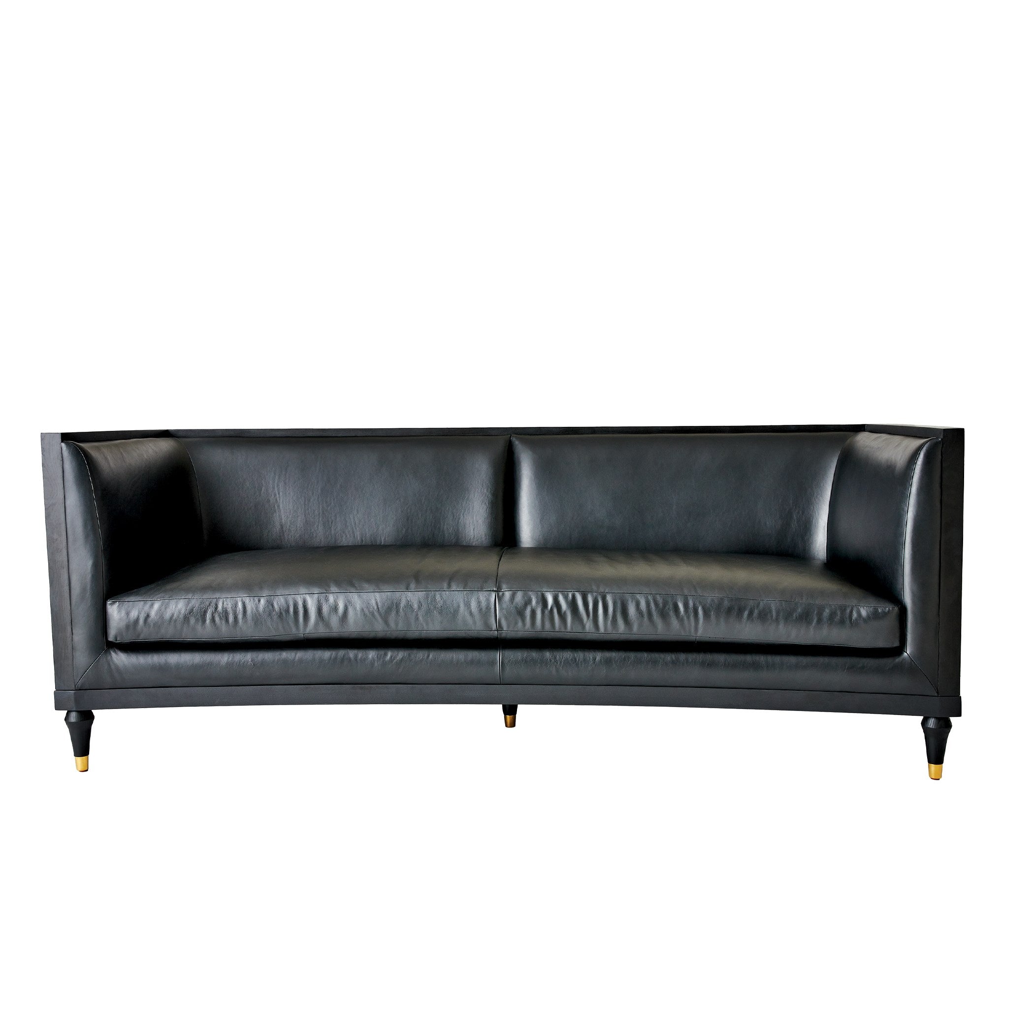 Global Views Black Leather Arc Sofa